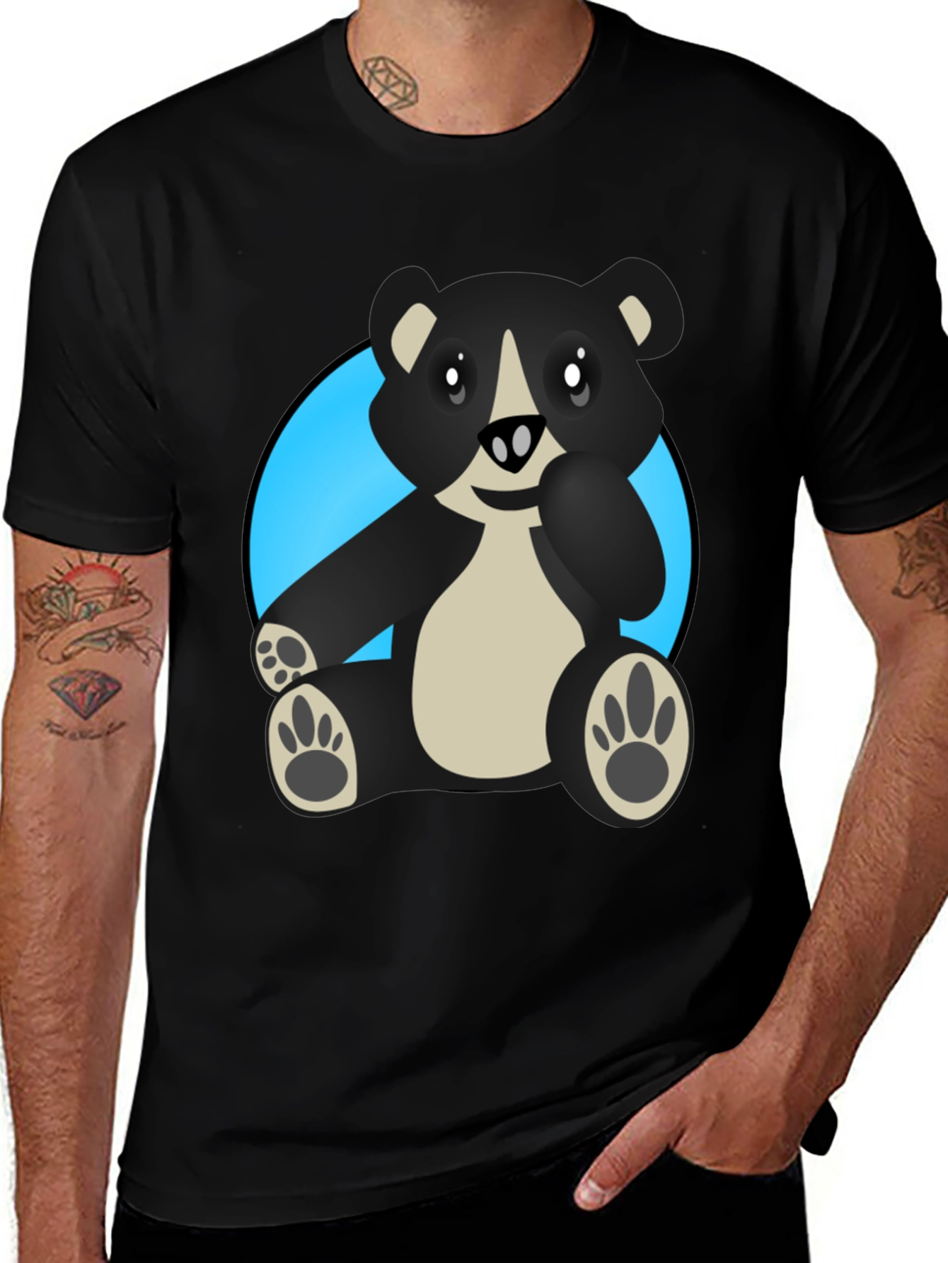 Variant 13 of Cute Panda Bear Graphic Tee - Black