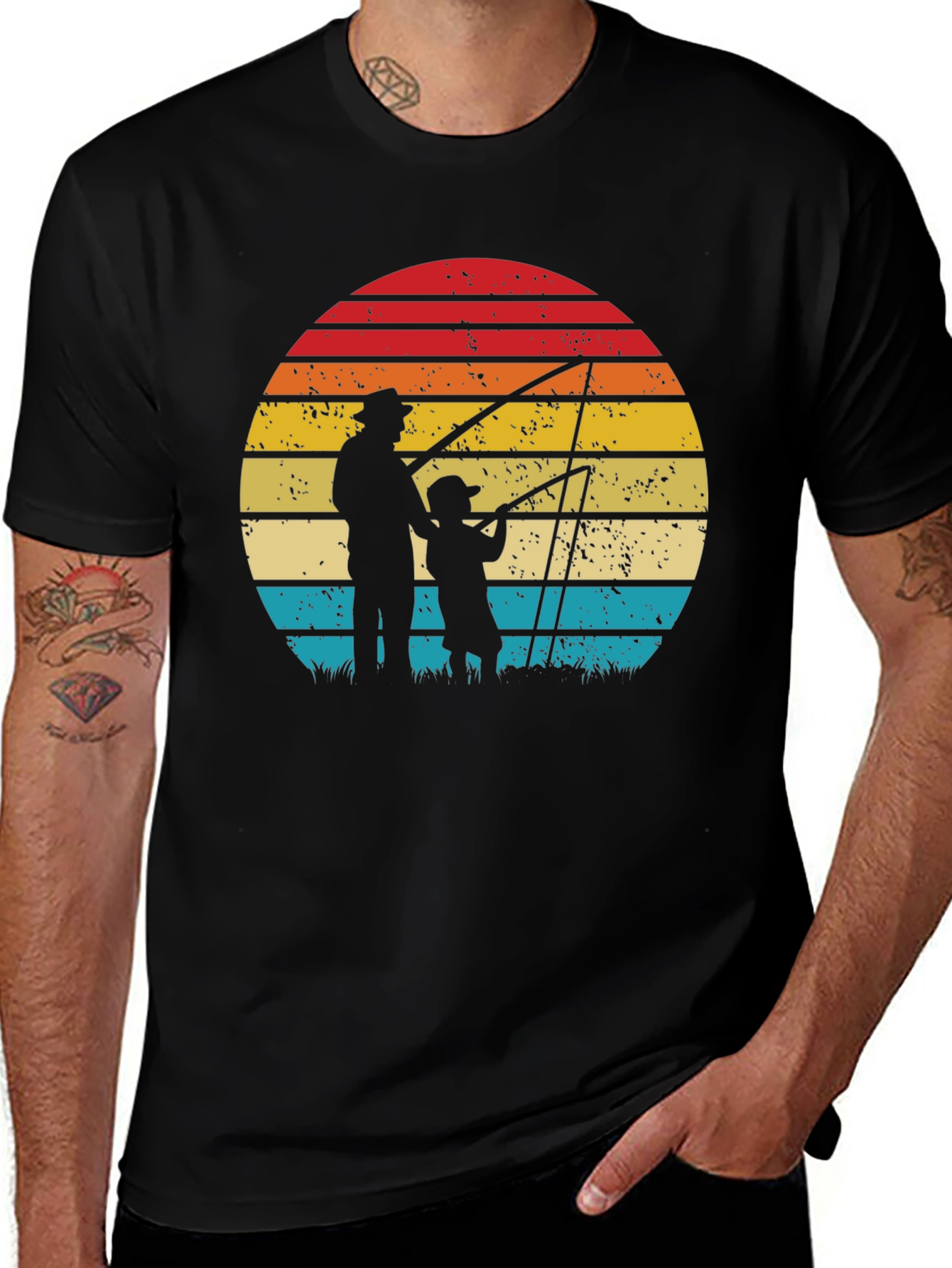 Variant 22 of Father and Son Fishing Sunset Graphic Tee