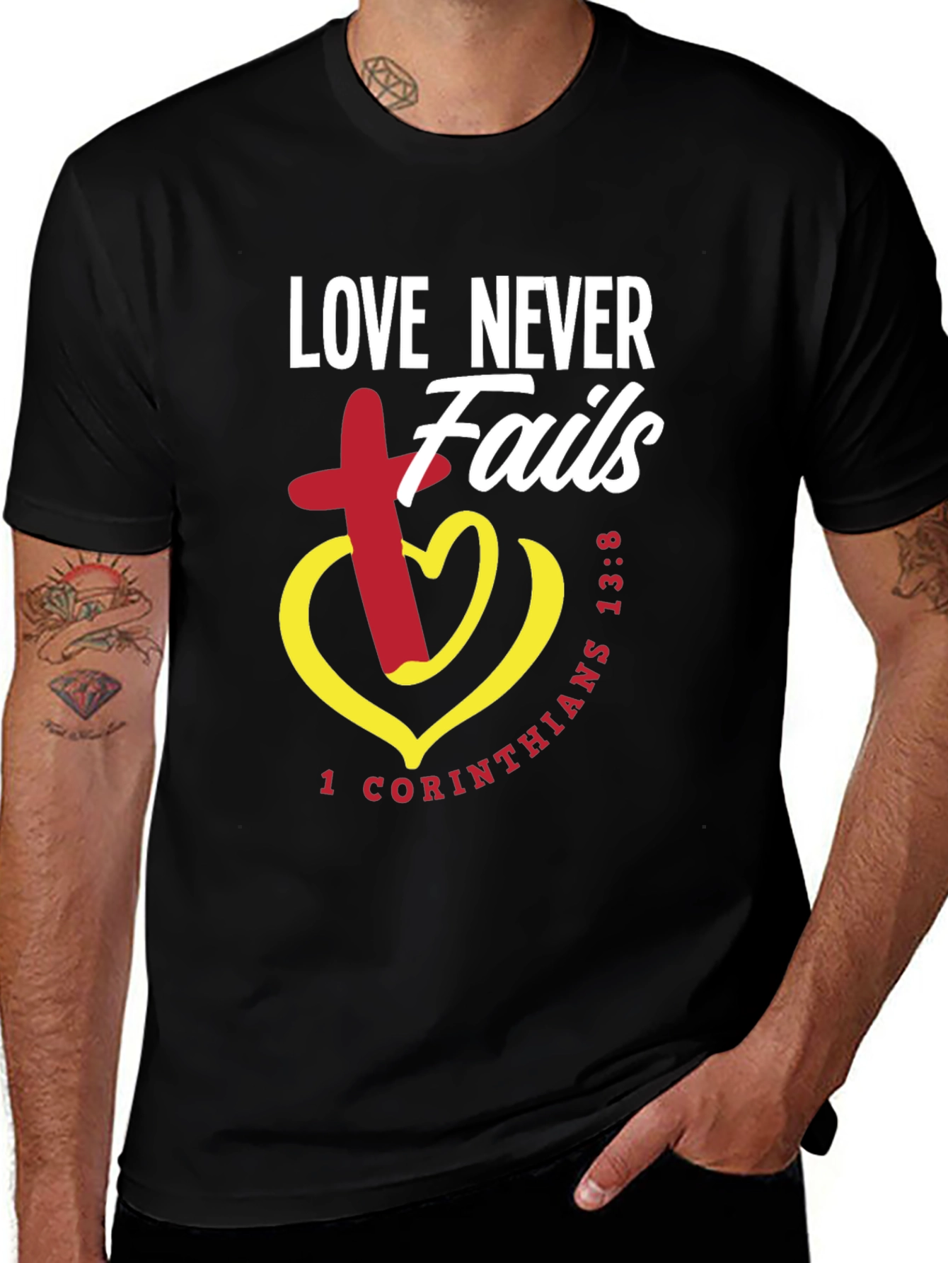 Variant 19 of Love Never Fails Graphic Tee