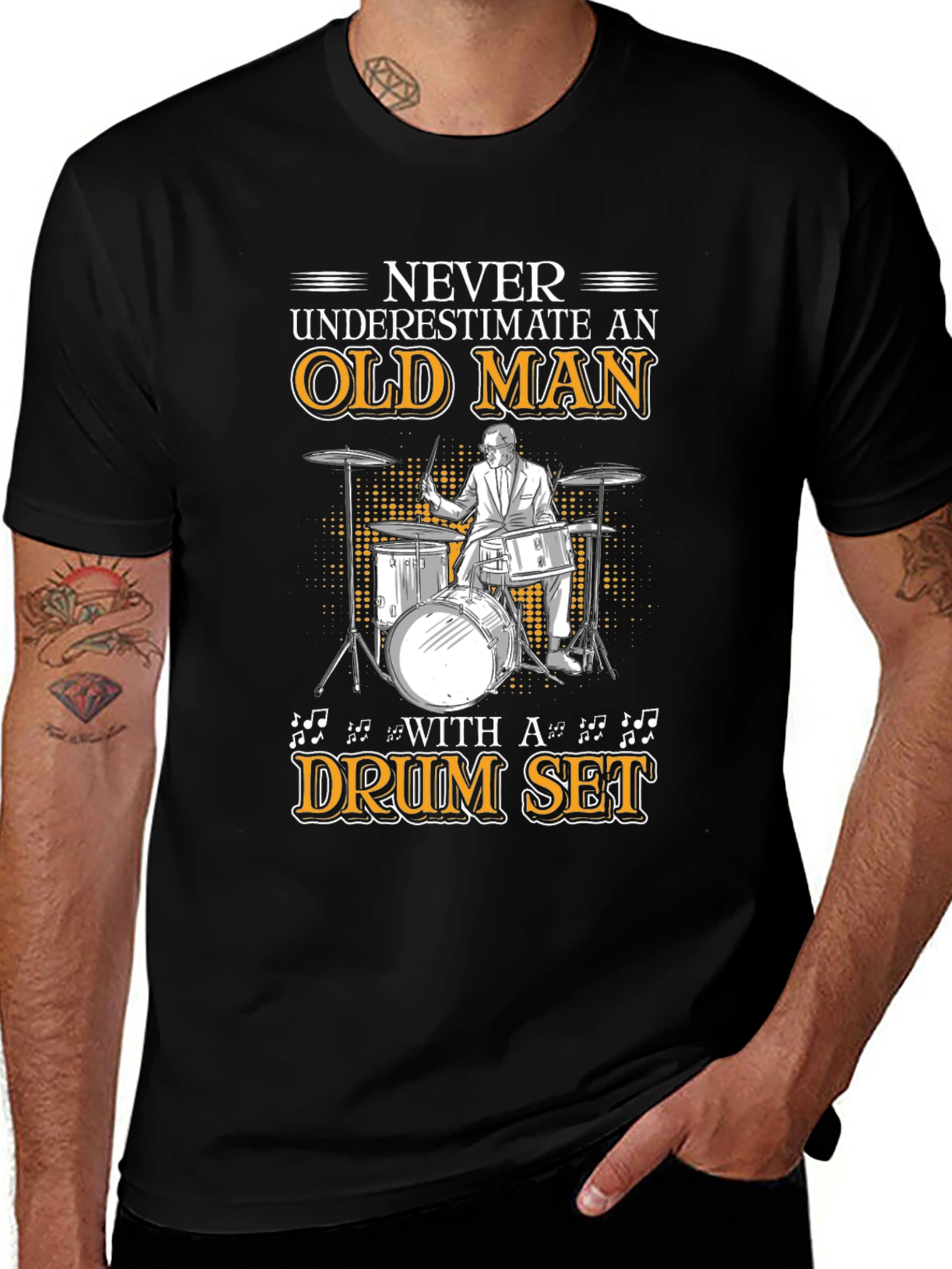 Variant 10 of Old Man Drum Set T-Shirt - Musician Gift