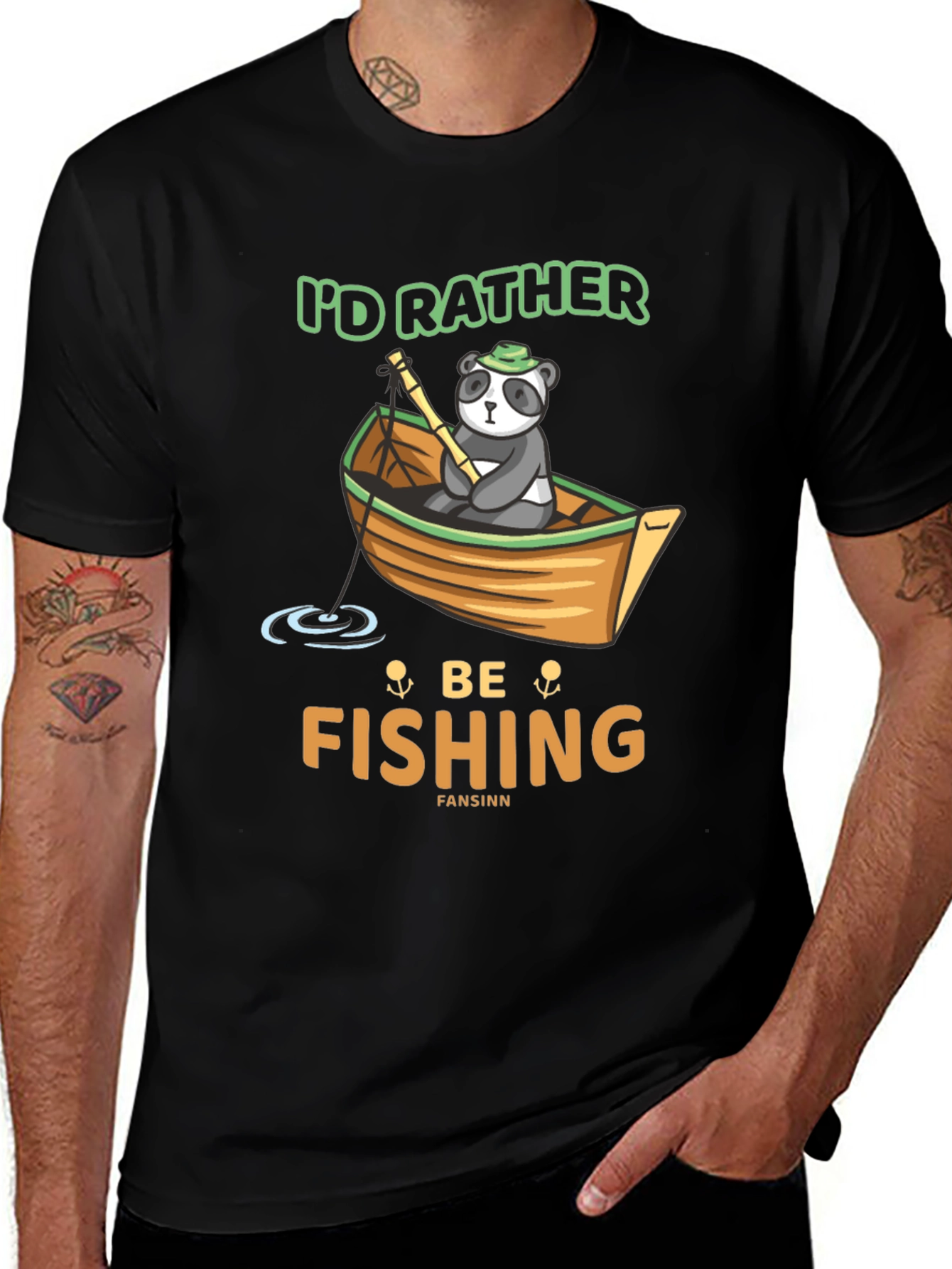 Variant 30 of I'd Rather Be Fishing Panda Bear T-Shirt