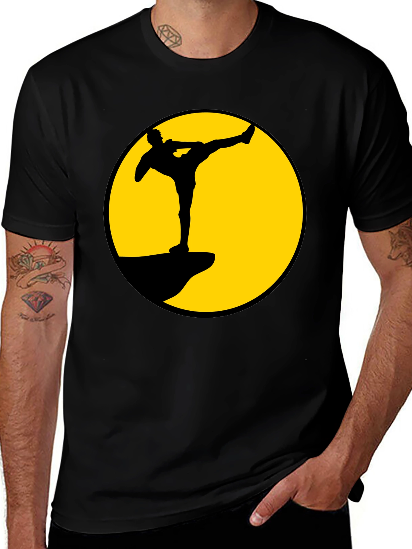 Variant 4 of Martial Arts Moon Silhouette Black T-Shirt