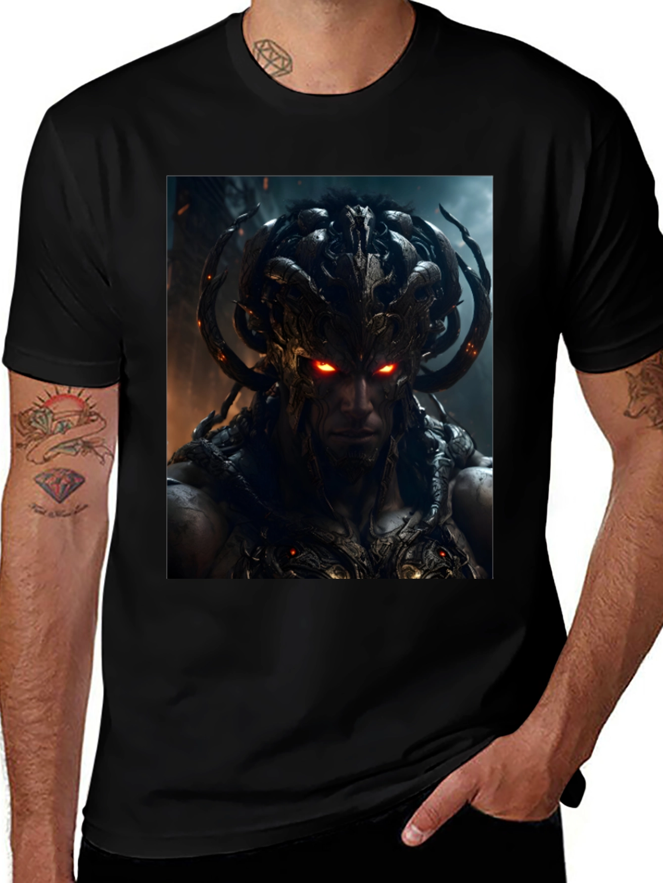 Variant 24 of Demon Warrior Graphic Black T-Shirt