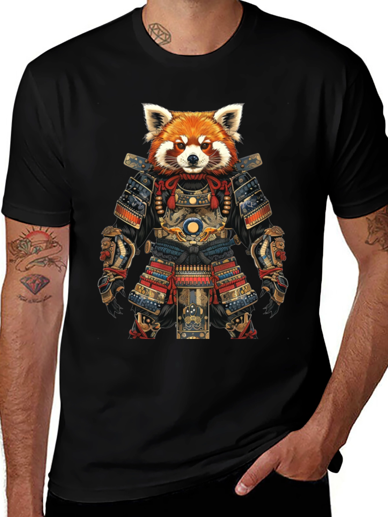 Samurai Red Panda T-Shirt - Unique Graphic Tee