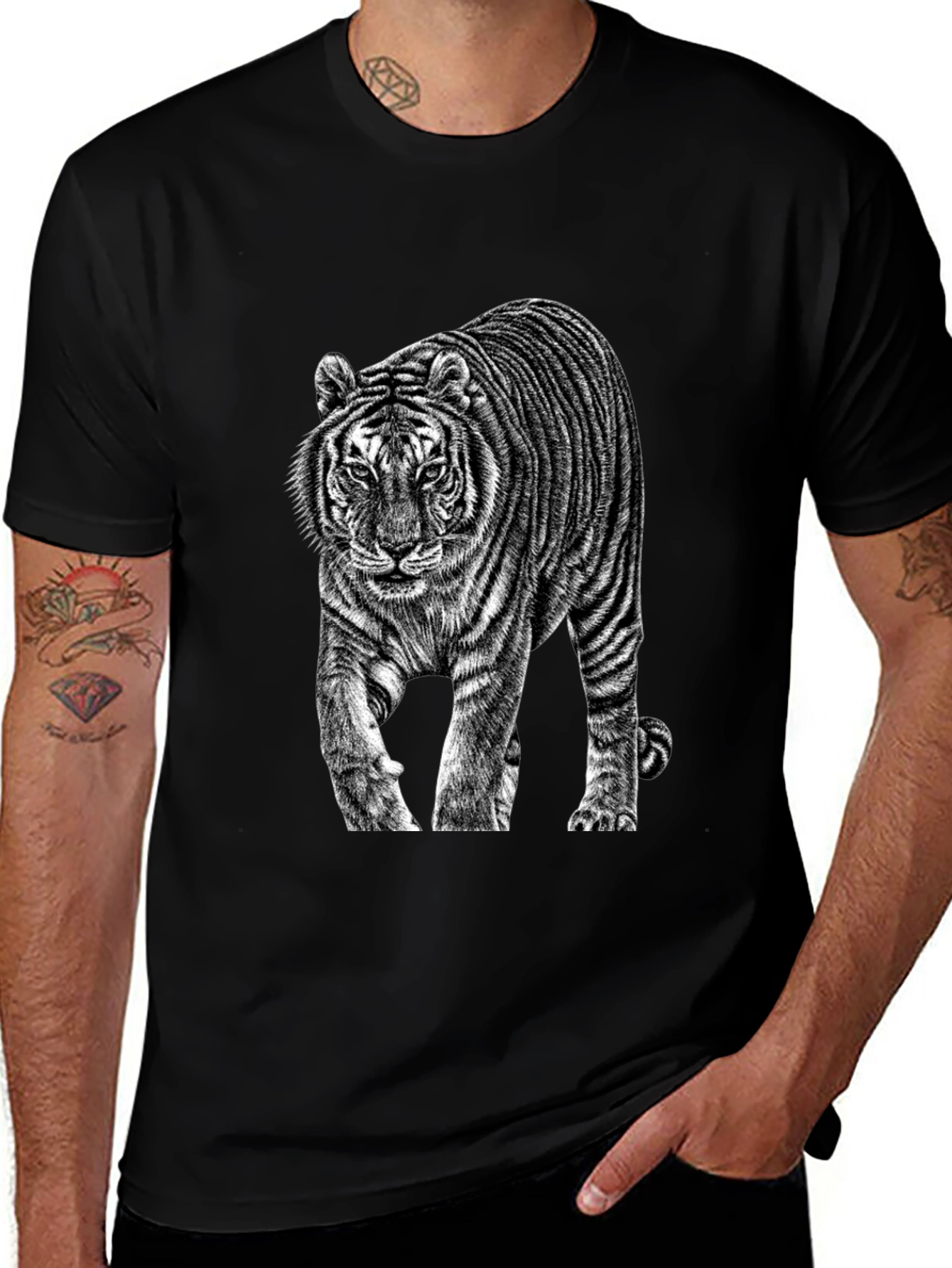 Black Tiger Graphic Black T-Shirt main image