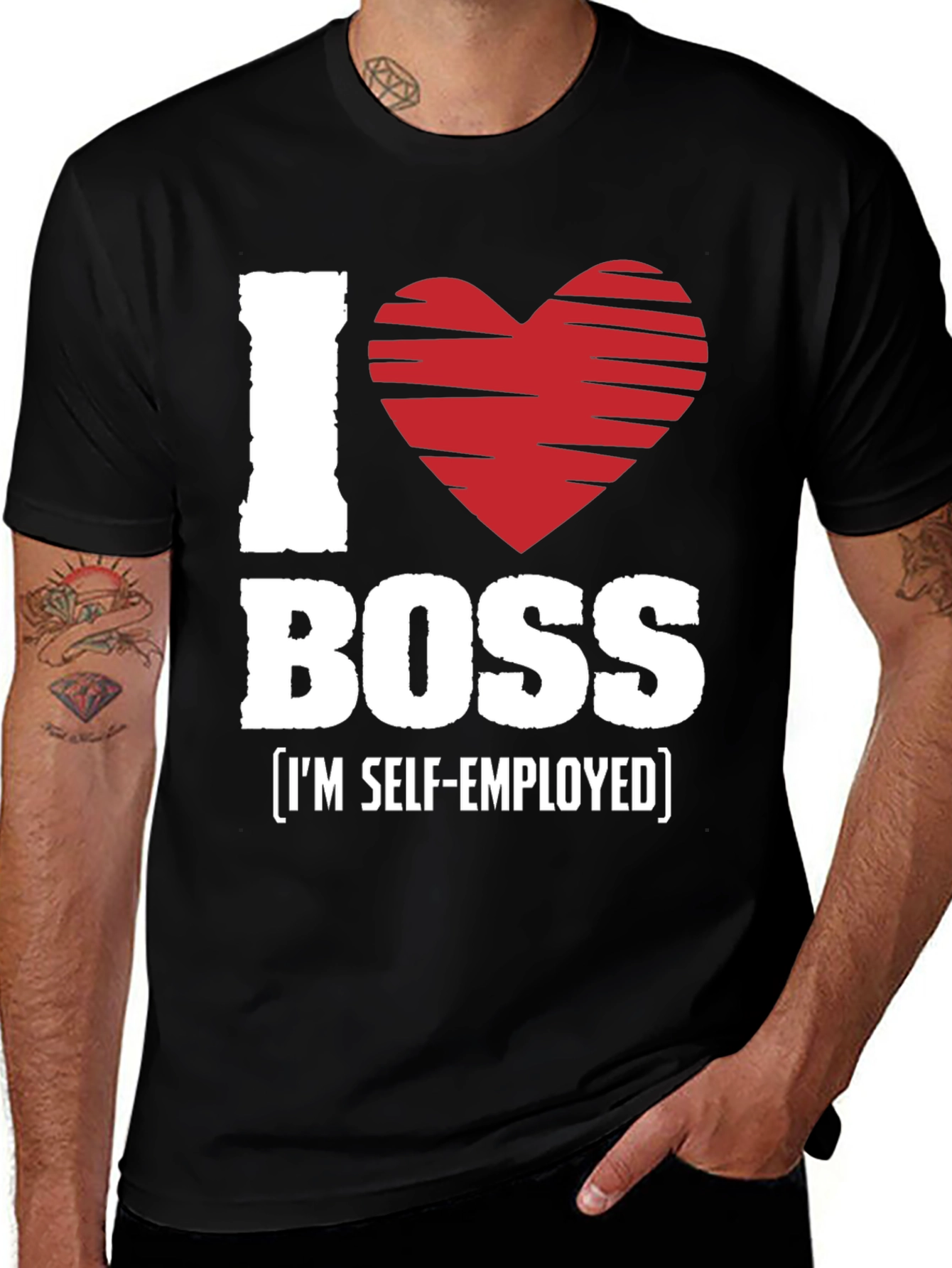 Variant 22 of I Love My Boss Self-Employed Graphic T-Shirt