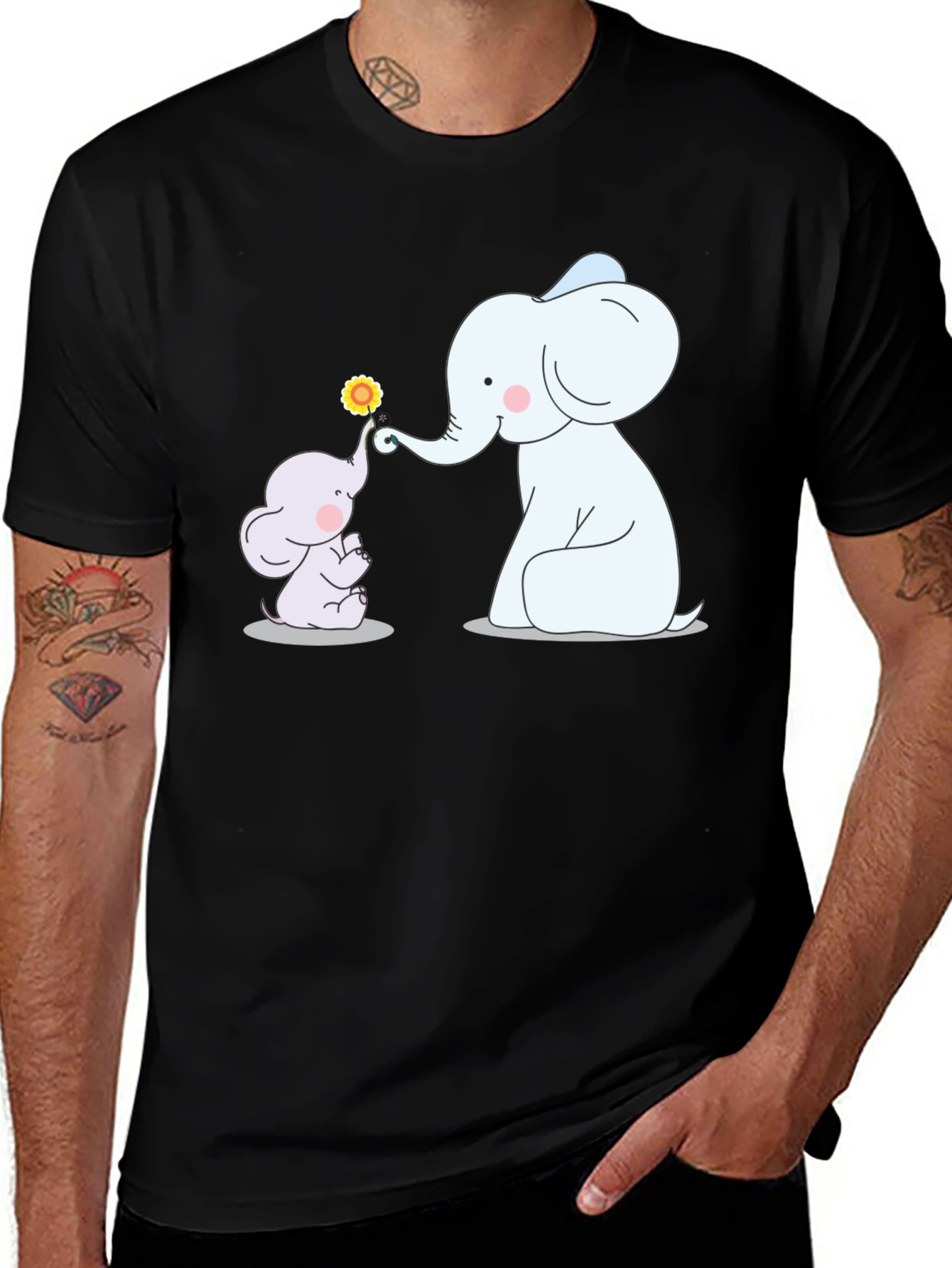Variant 10 of Elephant Flower Graphic T-Shirt