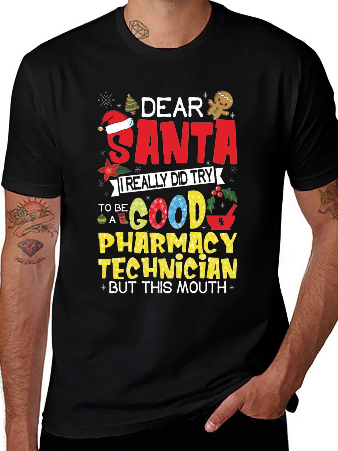 Dear Santa Pharmacy Technician Christmas T-Shirt