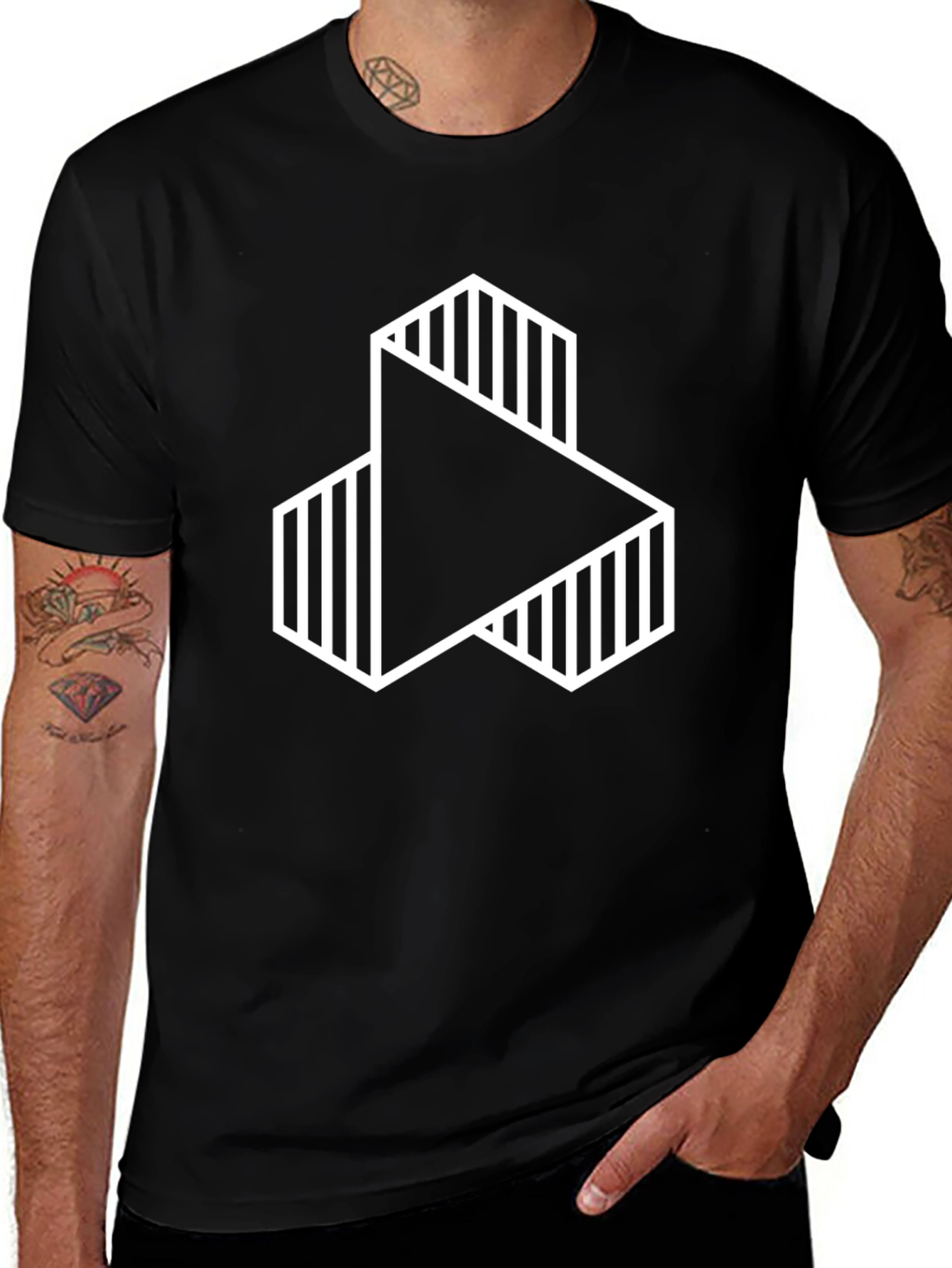 Variant 27 of Geometric Illusion Black Tee