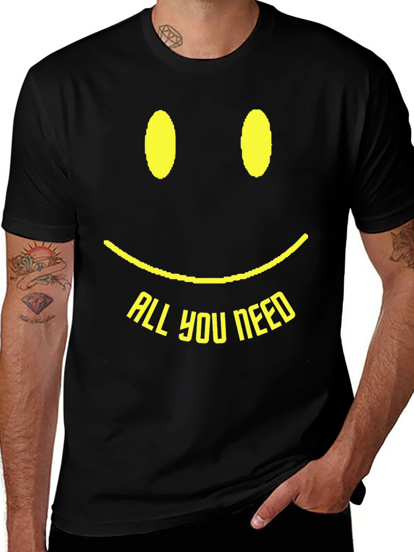 Variant 20 of Smiley Face "All You Need" Black T-Shirt