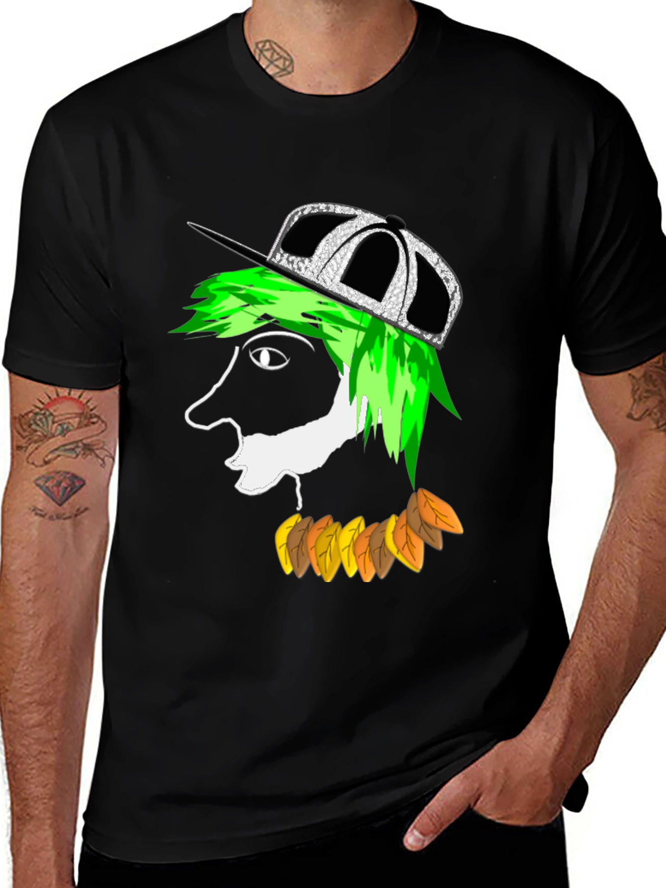 Variant 27 of Funky Cartoon Face Black T-Shirt