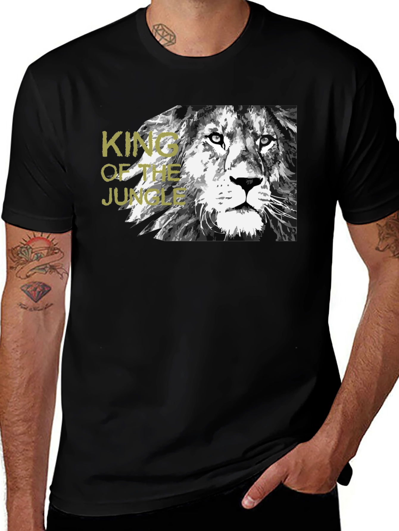 Variant 20 of King of the Jungle Lion Graphic Black T-Shirt
