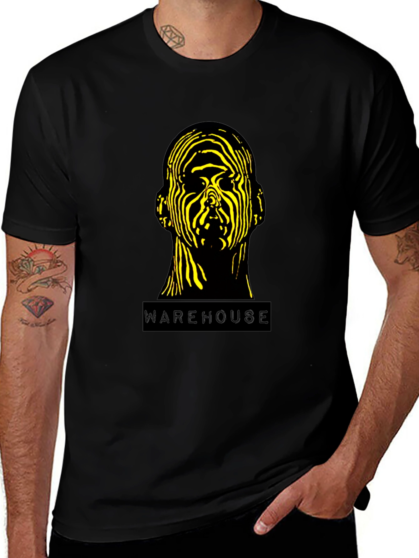 Variant 16 of Abstract Face Graphic Print Black T-Shirt