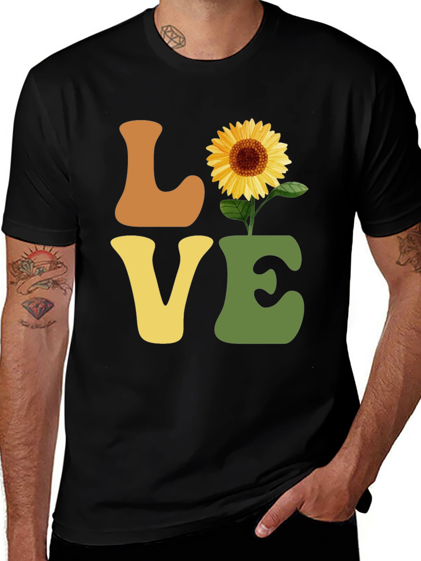 Variant 29 of Sunflower Love T-Shirt - Retro Style Graphic Tee