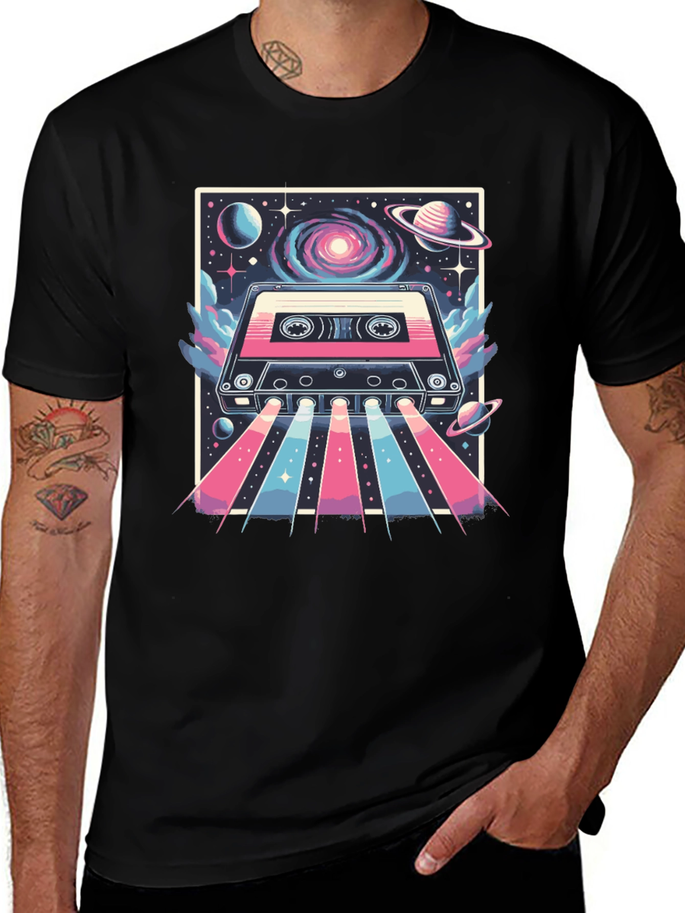 Variant 4 of Retro Cassette Tape Galaxy T-Shirt