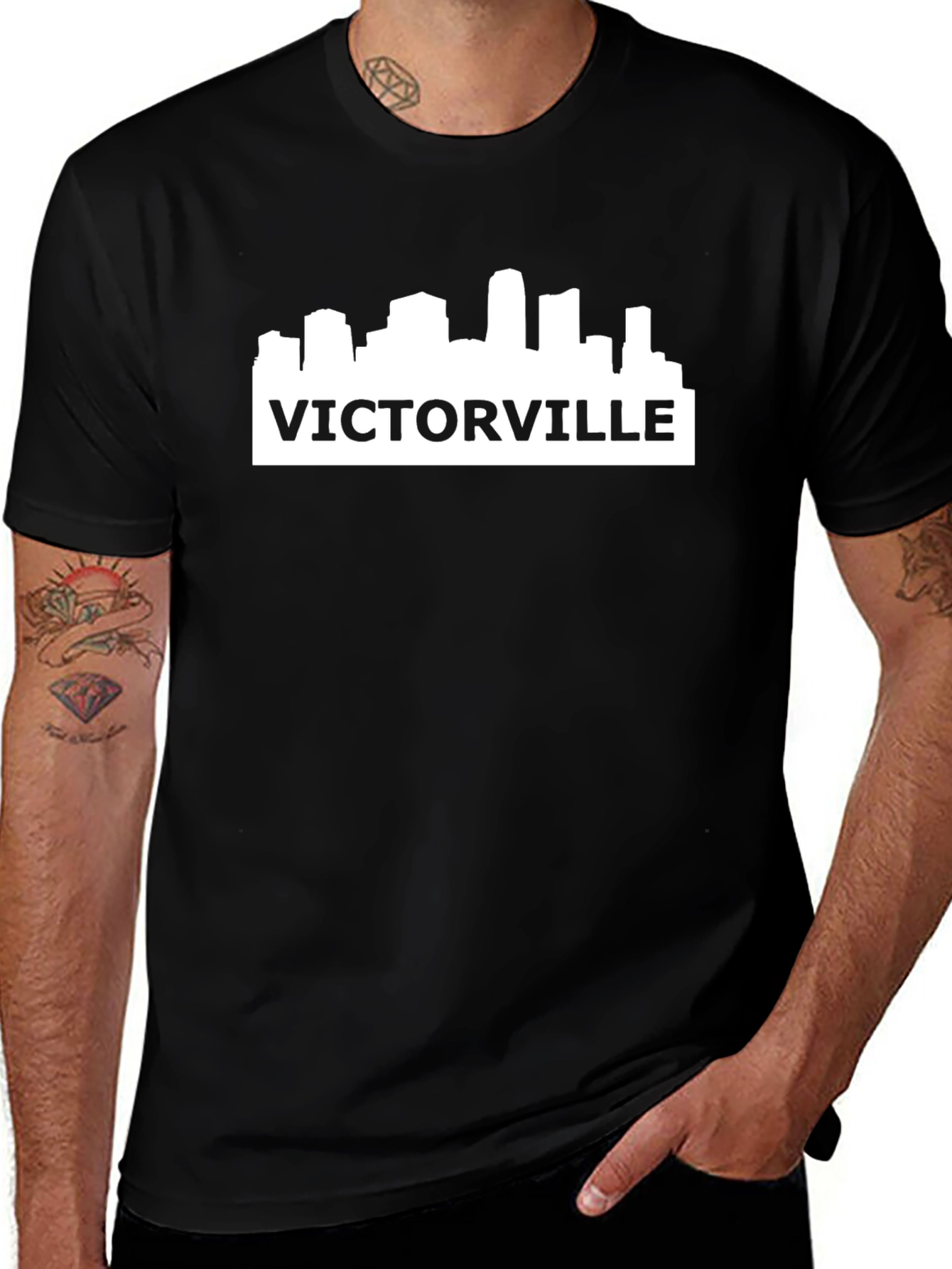 Victorville Skyline T-Shirt - Black Cotton Tee