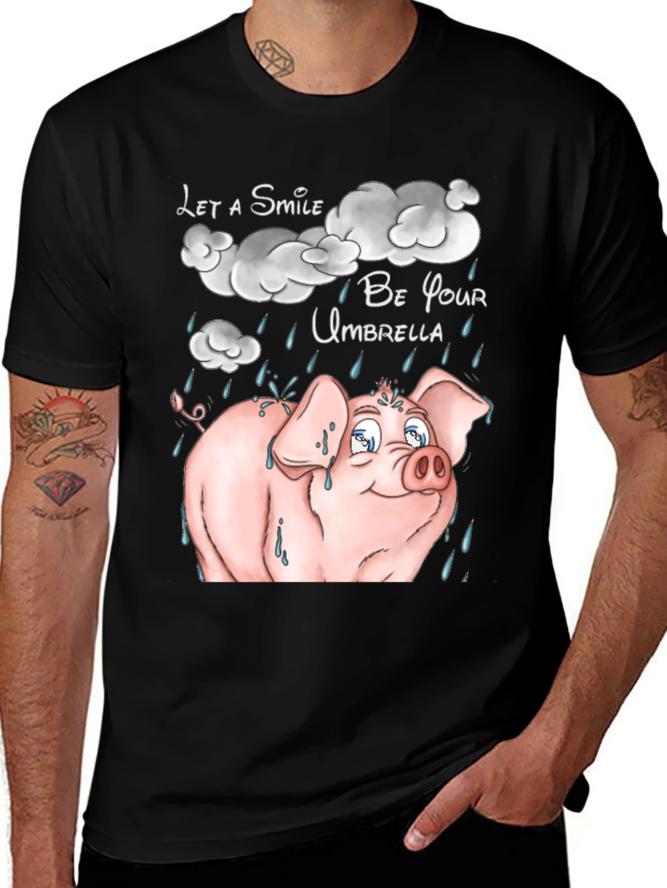 Variant 25 of Smiling Pig Rainy Day T-Shirt