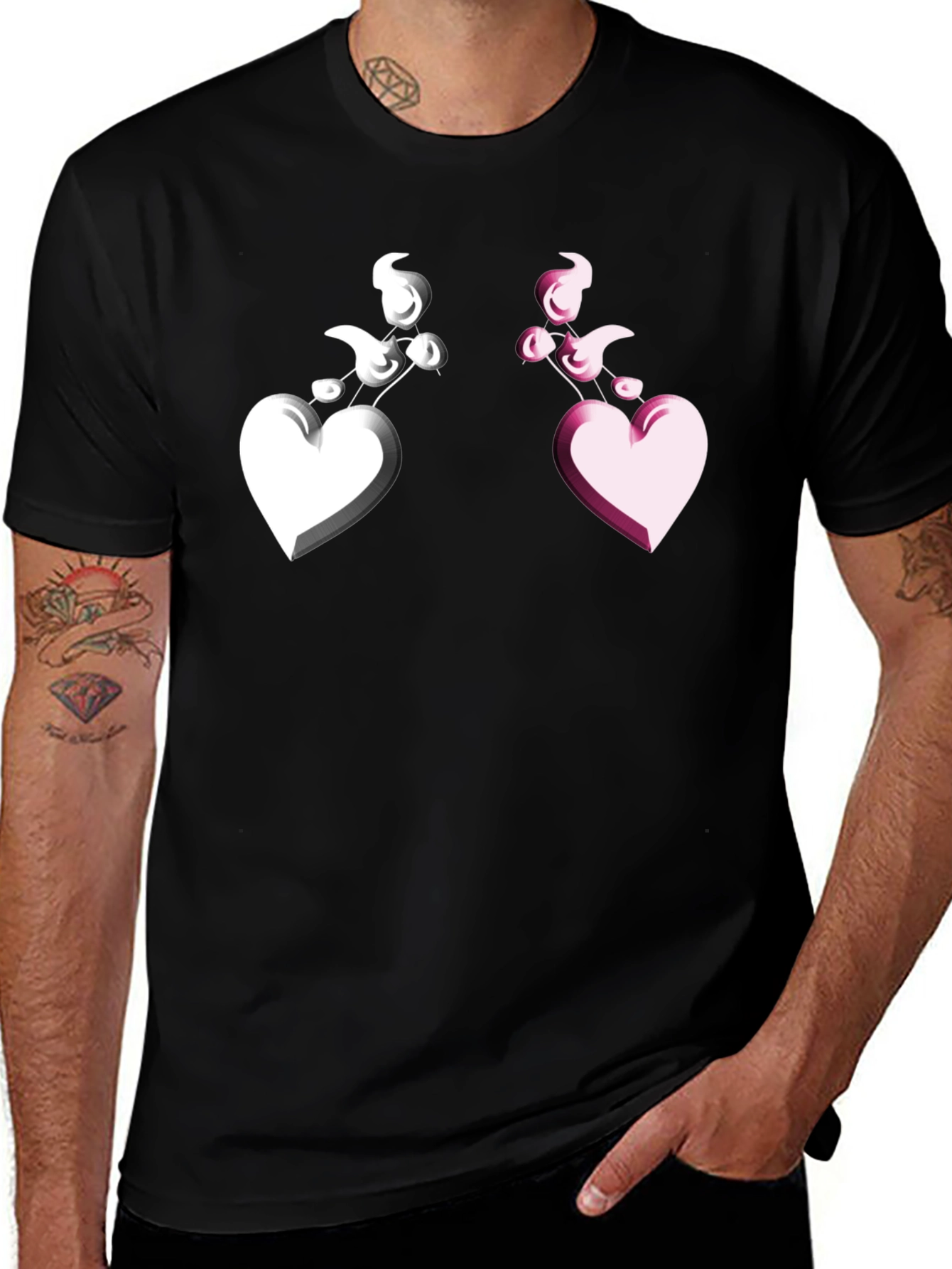 Variant 30 of Heart Graphic Black T-Shirt