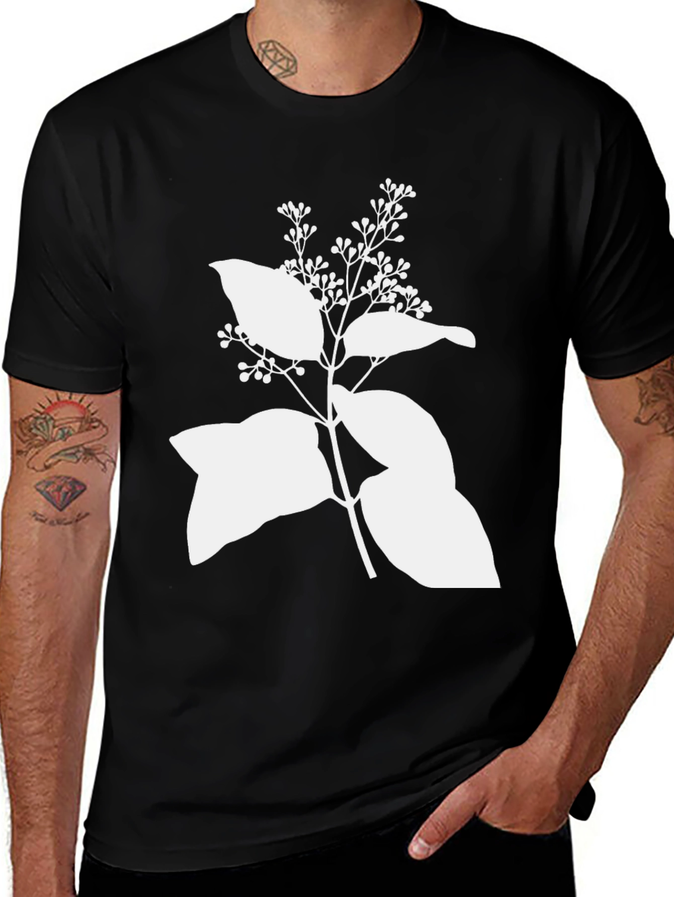 Variant 21 of Botanical Print Black T-Shirt