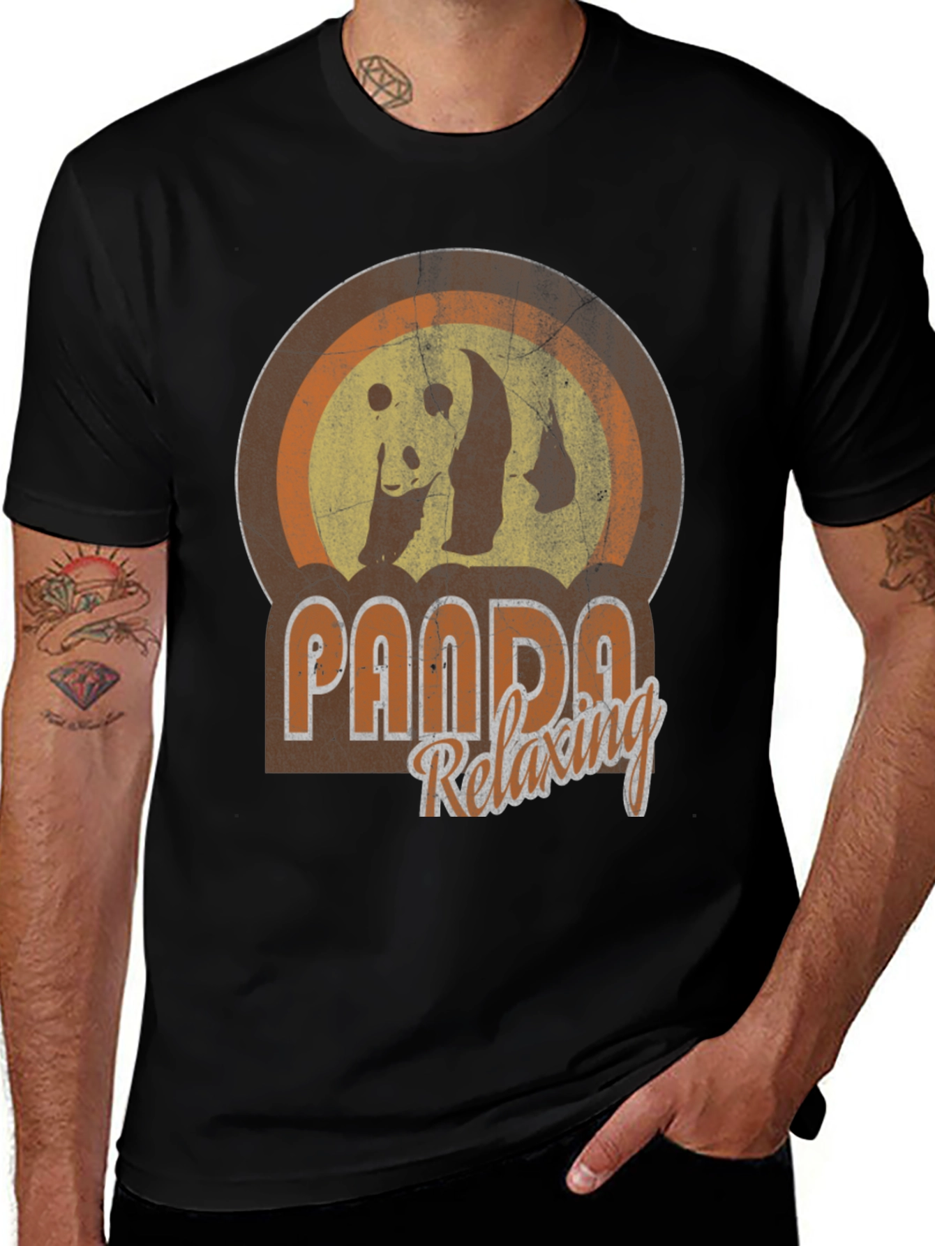 Variant 26 of Retro Panda Relaxing Graphic T-Shirt
