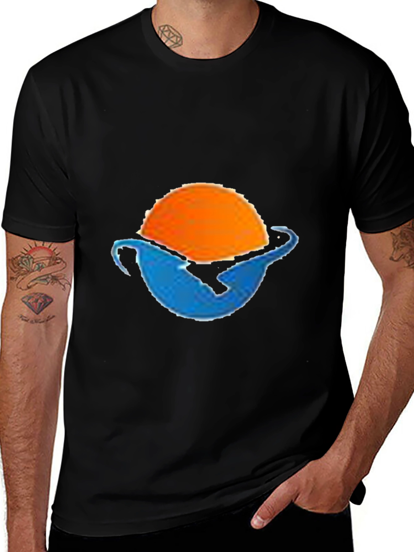 Variant 27 of Sunset Wave Graphic Tee - Black Cotton Blend