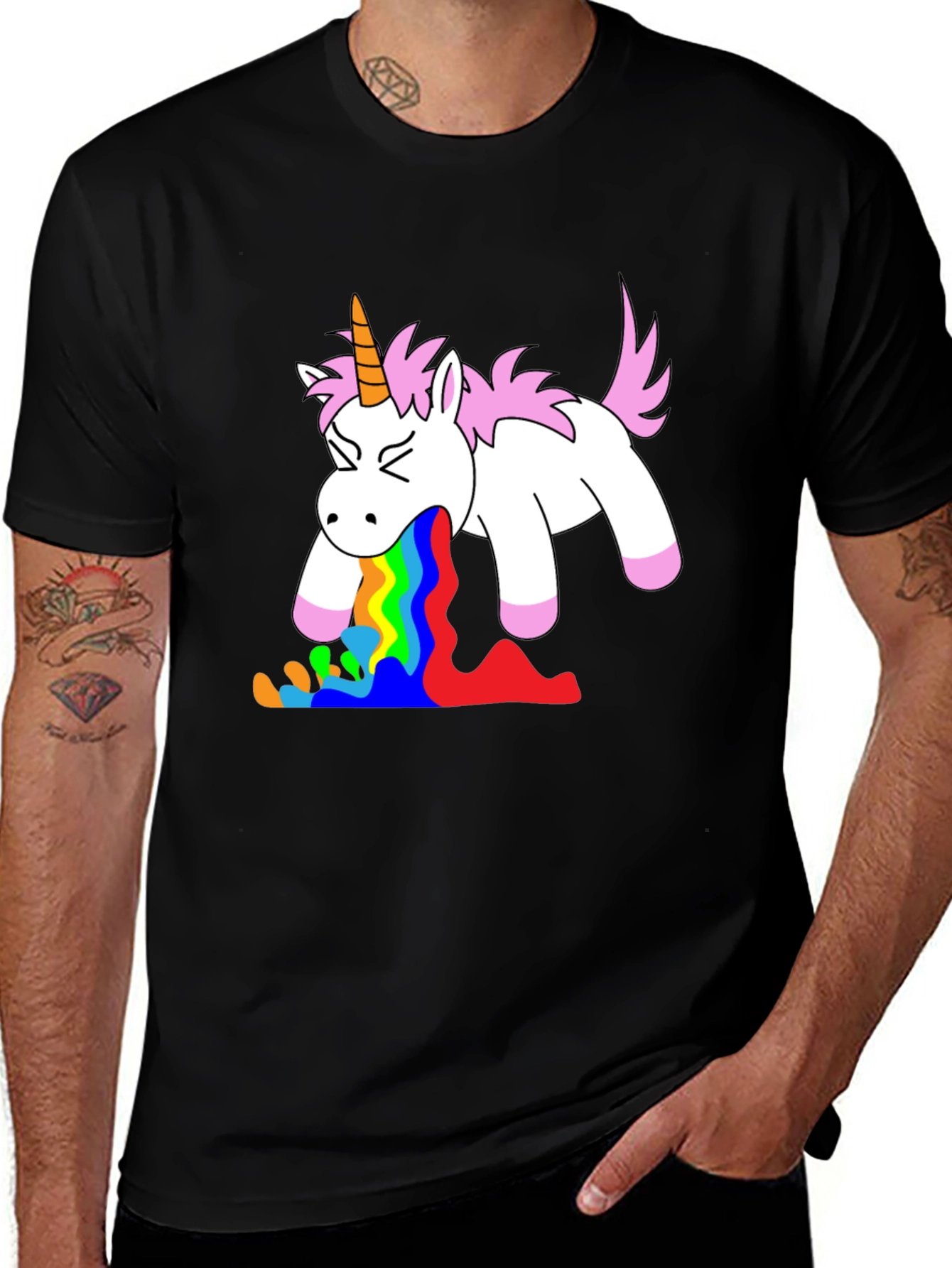 Variant 22 of Rainbow Vomit Unicorn T-Shirt - Funny Graphic Tee