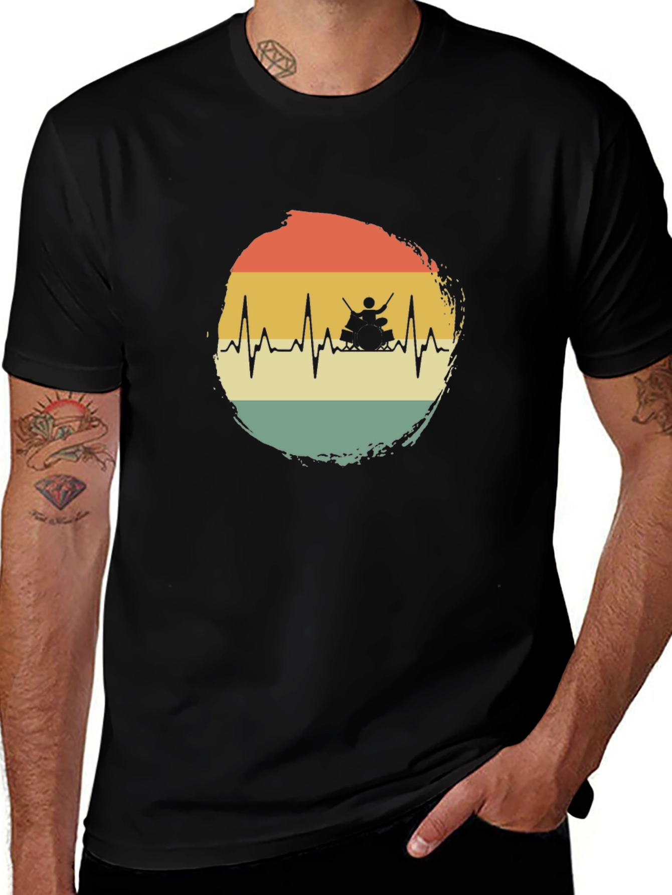 Drummer Heartbeat T-Shirt - Musician Tee