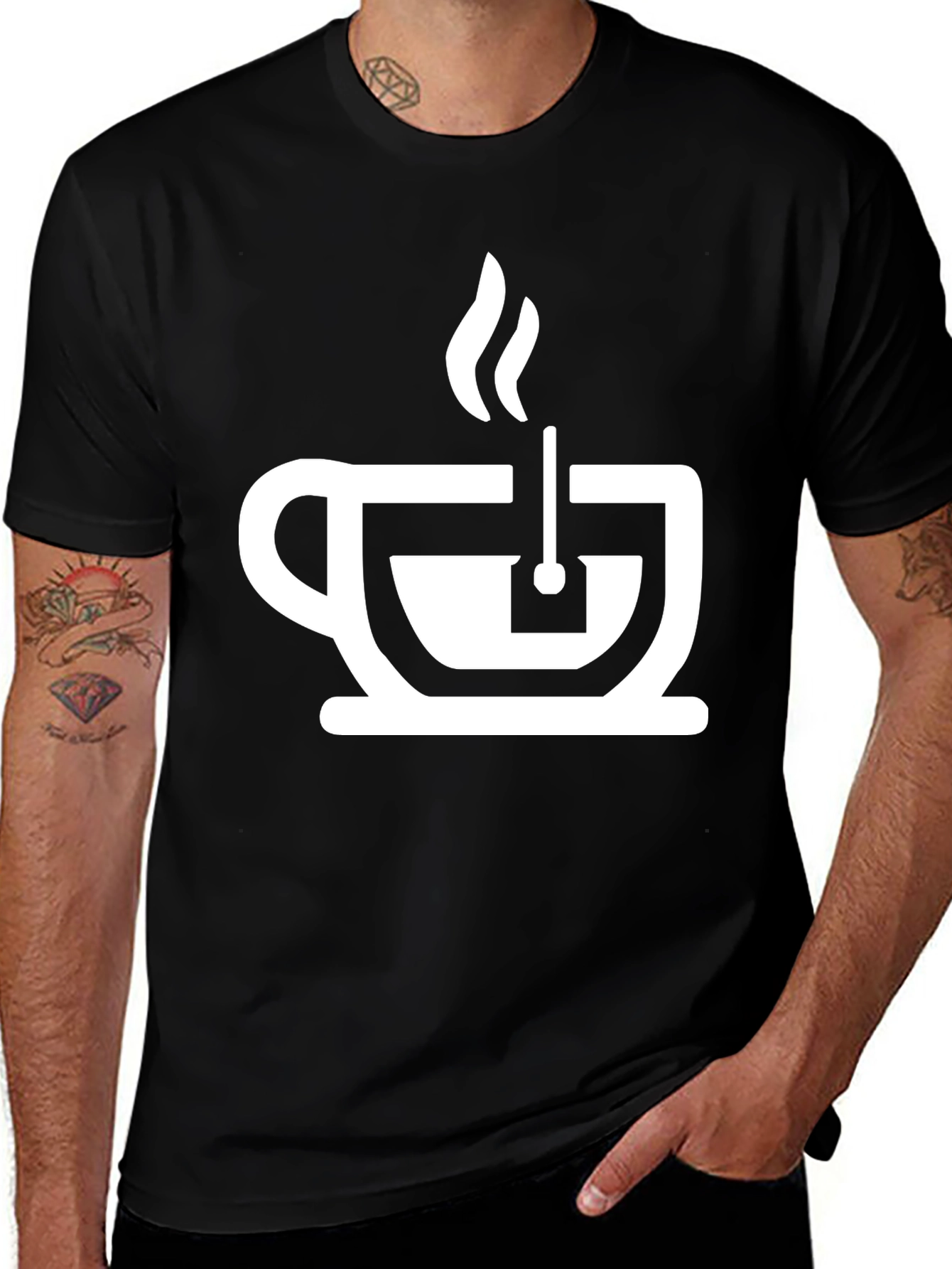 Variant 24 of Stylish Tea Time Graphic Tee - Black Cotton Shirt