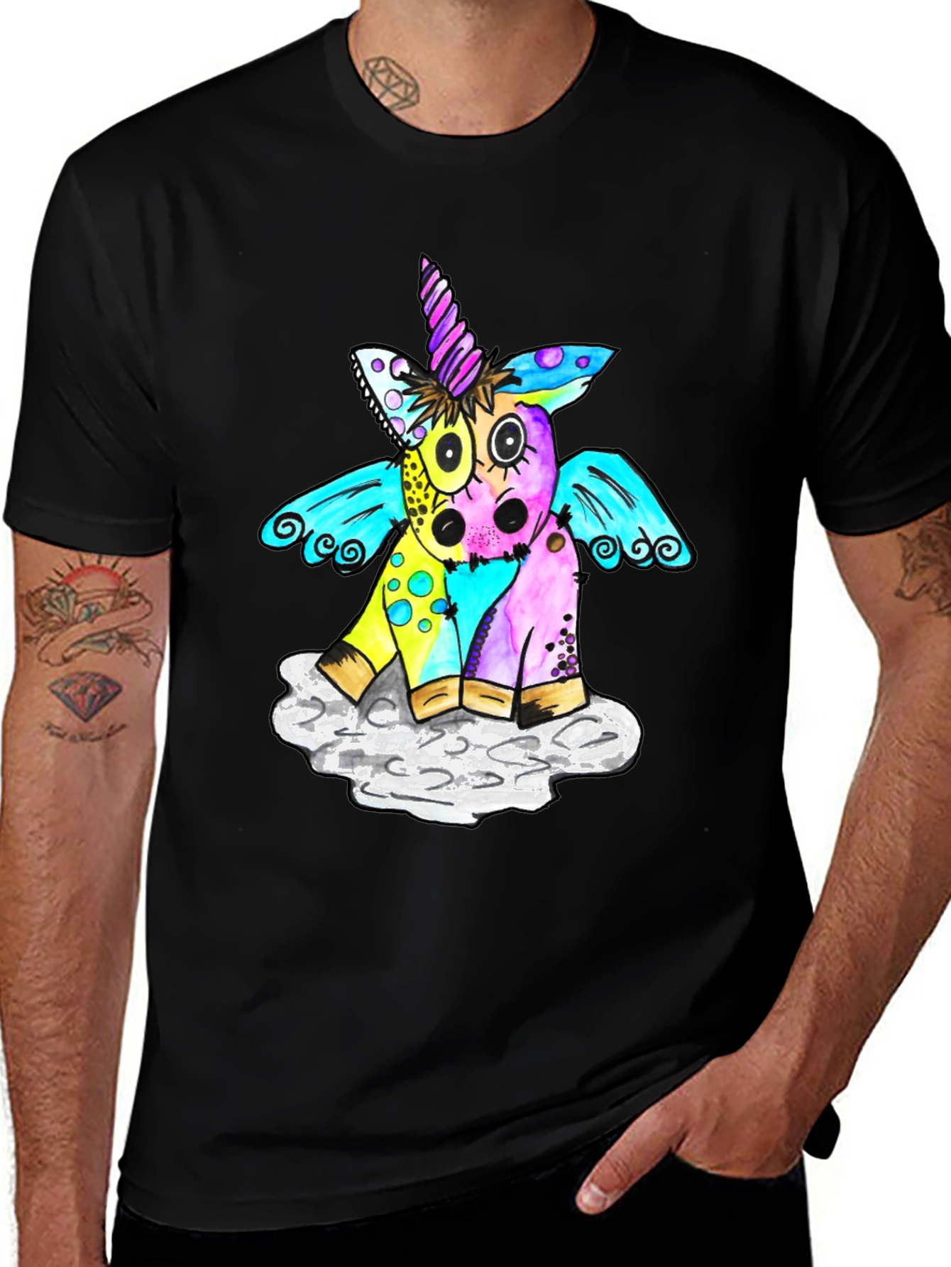Variant 28 of Unicorn Graphic Black T-Shirt