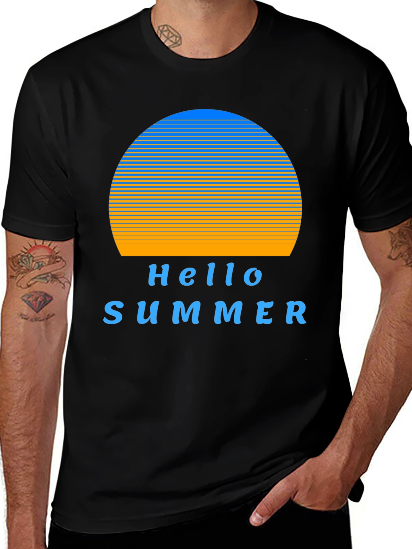 Variant 30 of Hello Summer Graphic Tee - Black Cotton T-Shirt