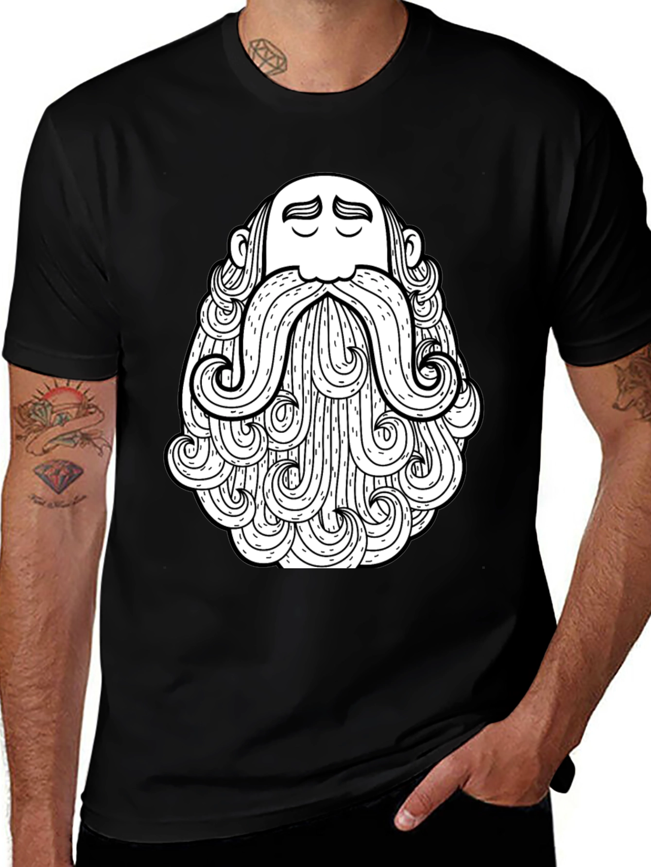 Variant 15 of Bearded Man Graphic Tee - Stylish Black T-Shirt