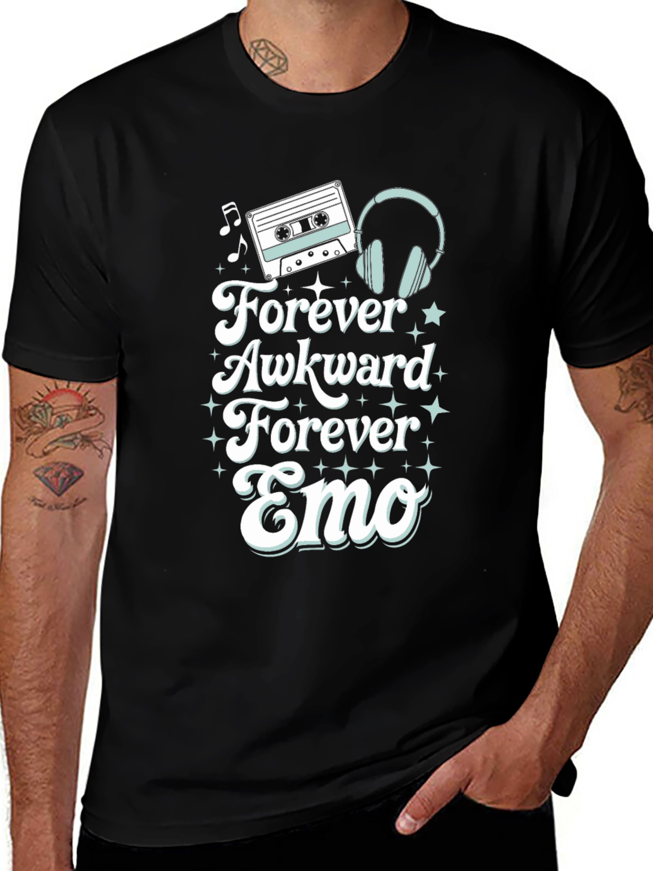 Variant 10 of Forever Awkward Forever Emo Black Graphic Tee