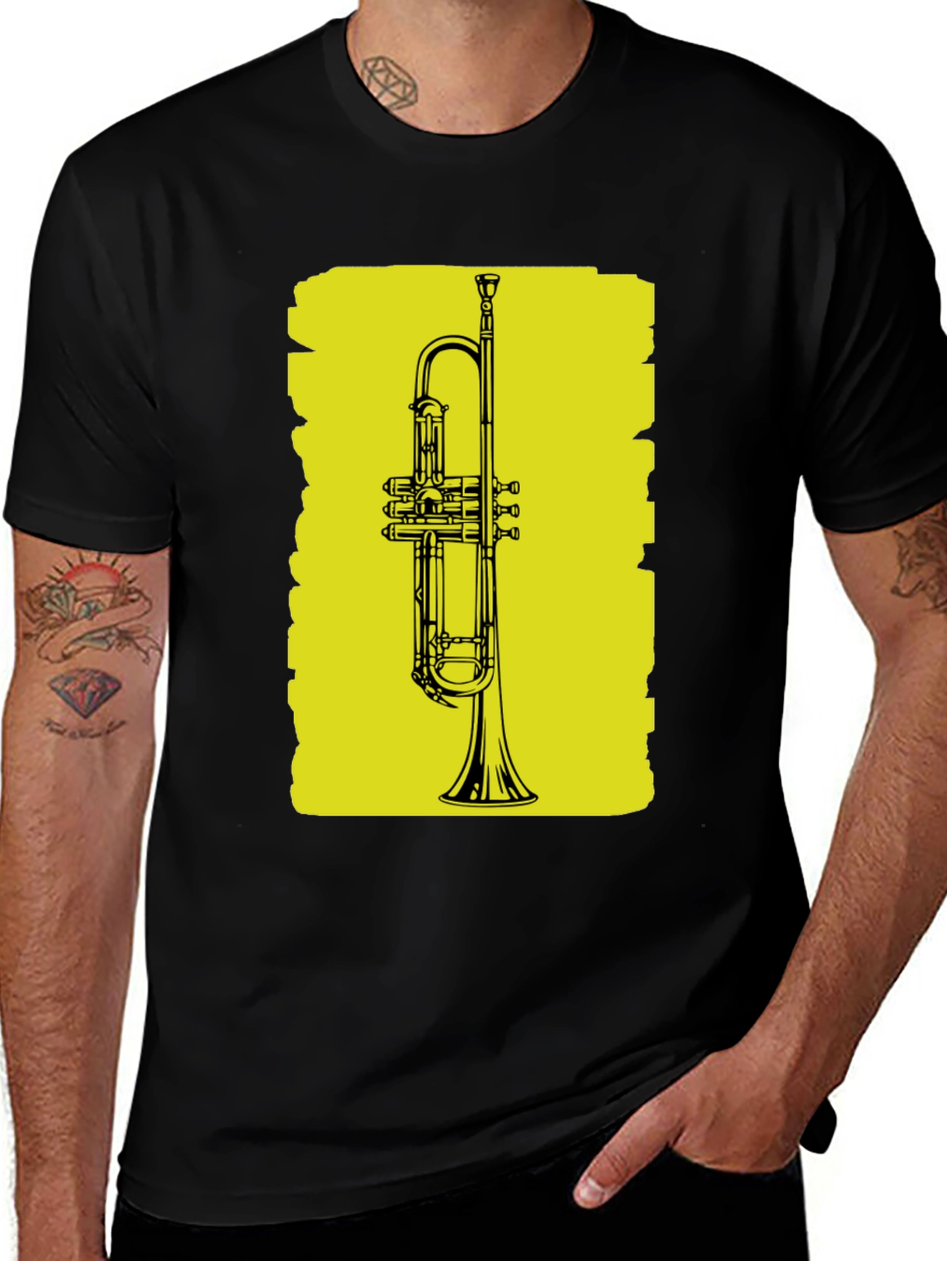 Variant 26 of Trumpet Graphic Tee - Black Cotton T-Shirt