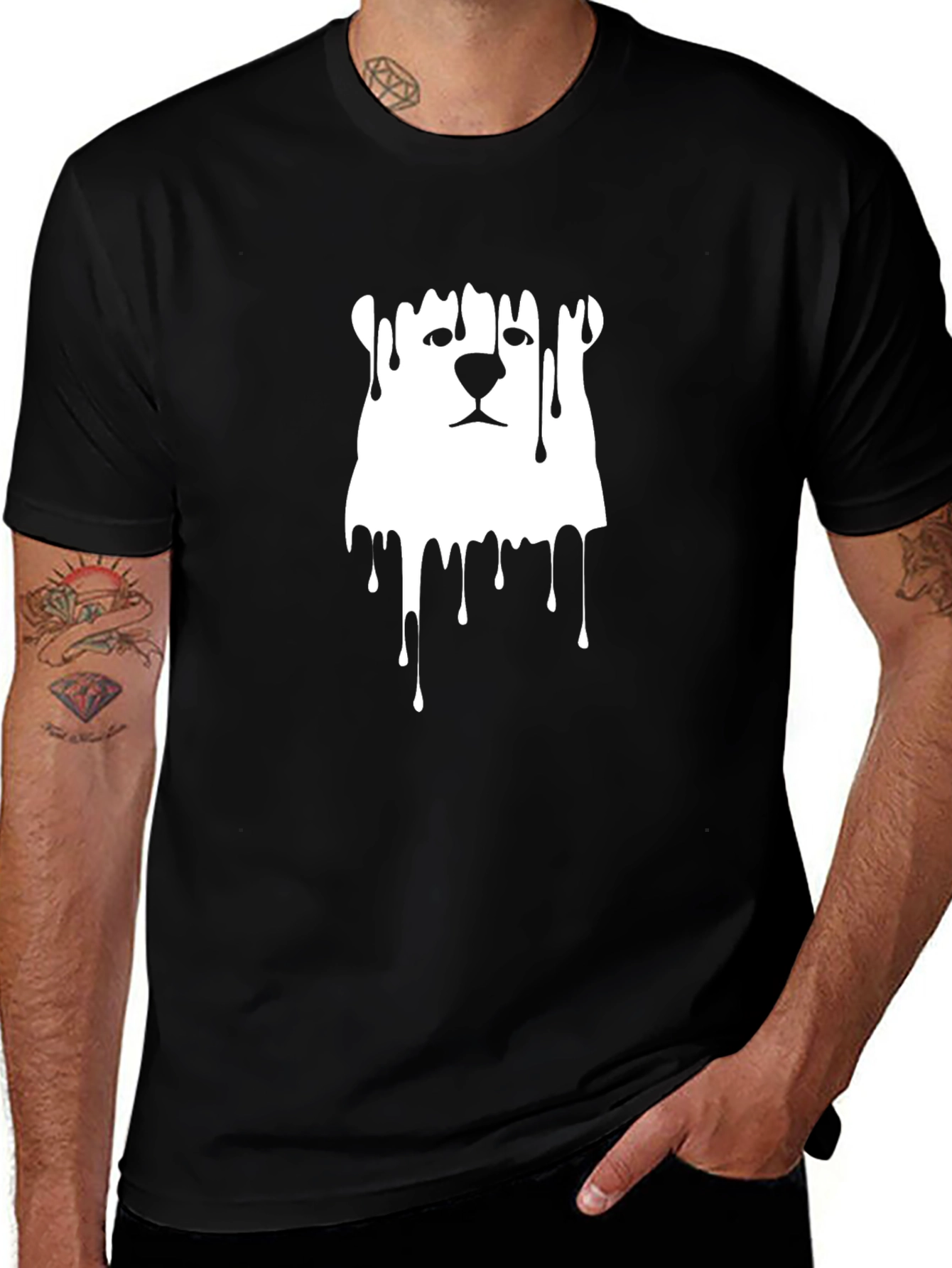 Variant 9 of Dripping Bear Graphic T-Shirt - Men's Black Tee