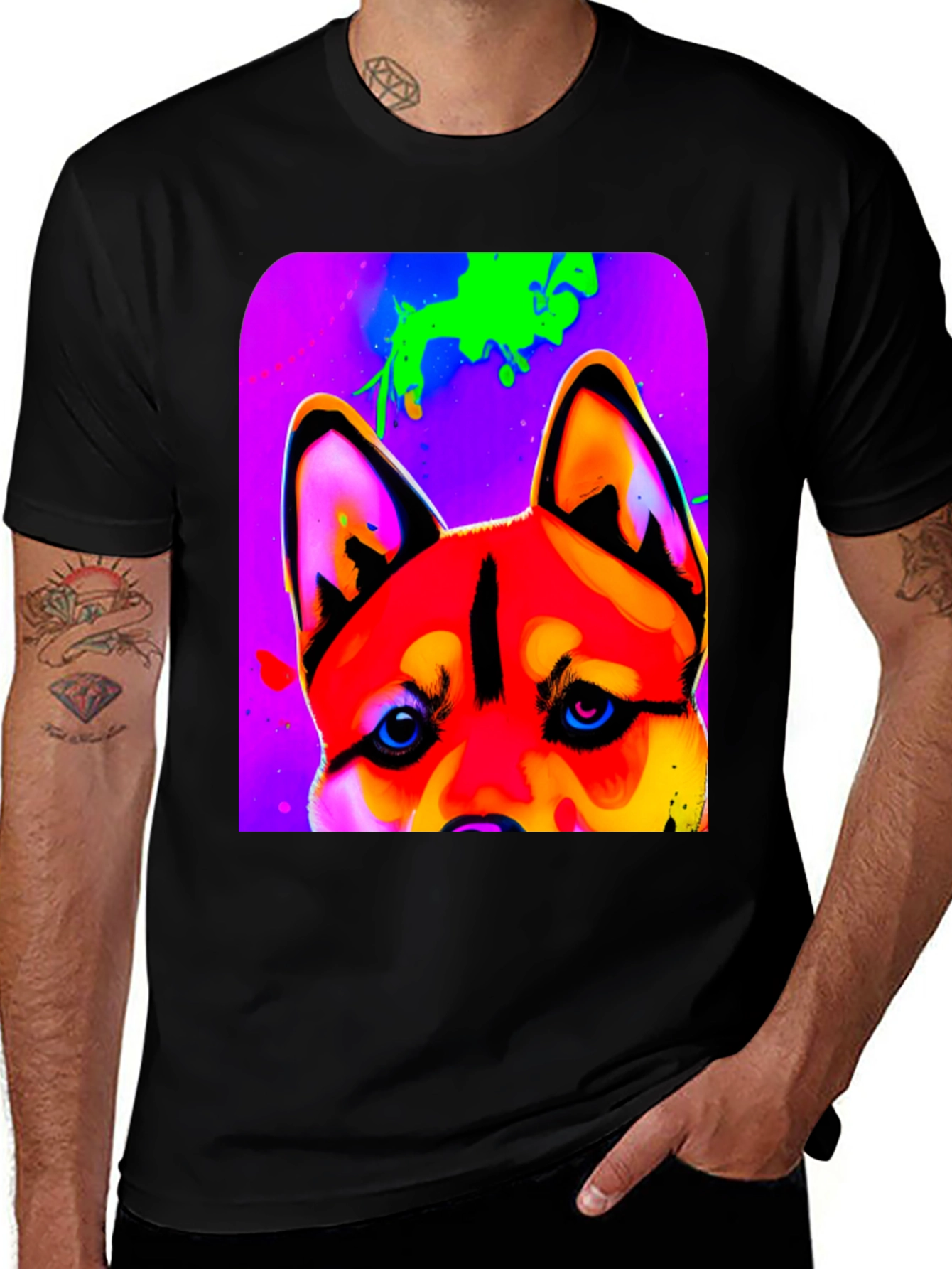 Variant 13 of Vibrant Dog Graphic T-Shirt - Artistic Animal Print