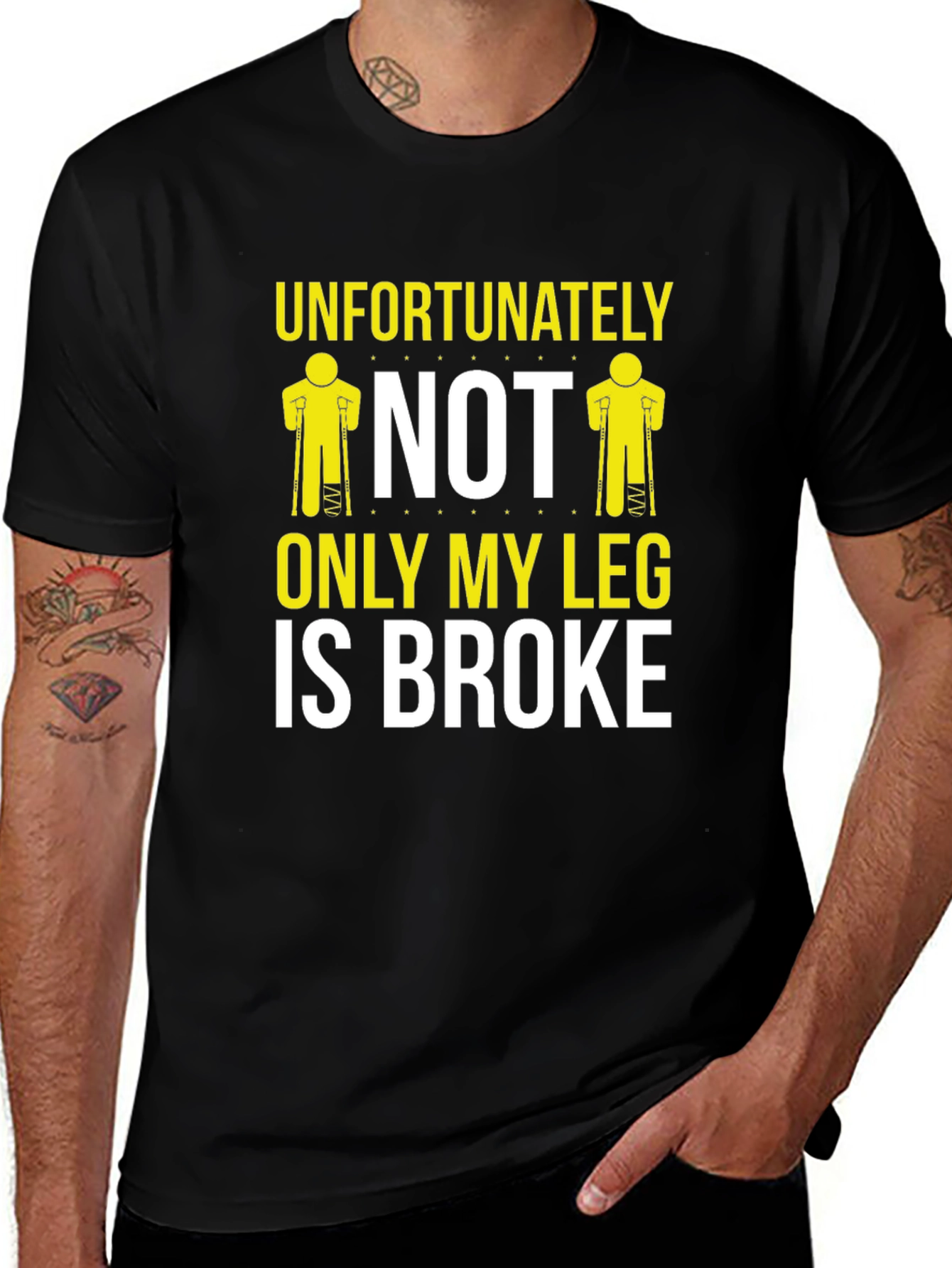 Variant 2 of Humorous "Not Only My Leg" Graphic T-Shirt
