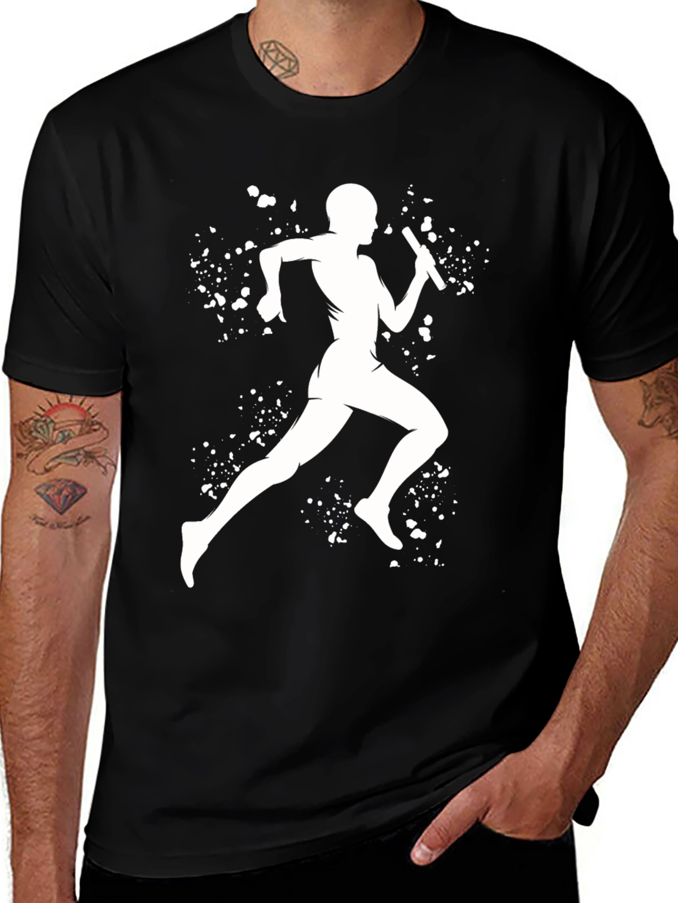 Variant 19 of Runner Silhouette Graphic Tee - Black Cotton Blend