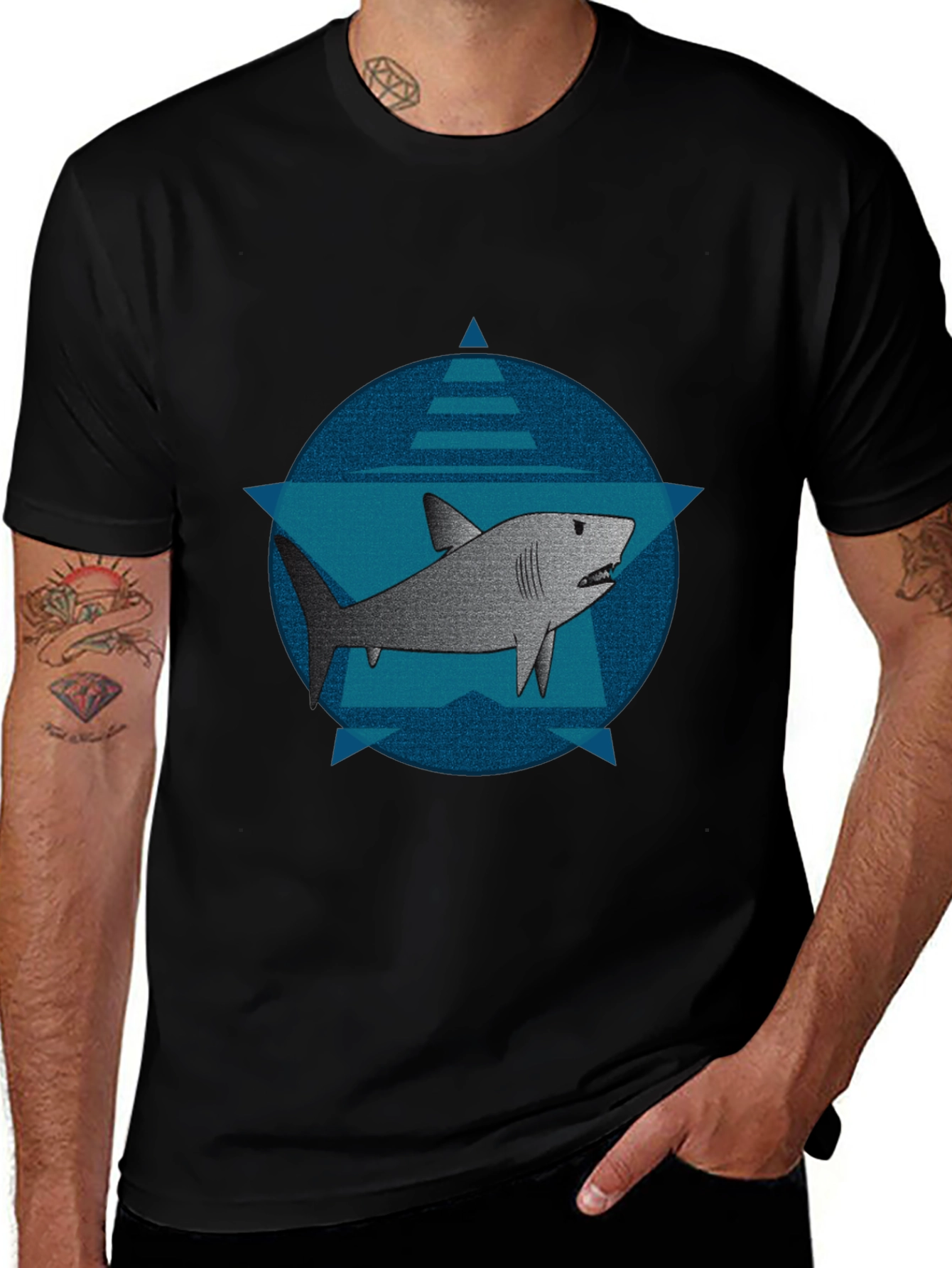 Shark Graphic Black T-Shirt