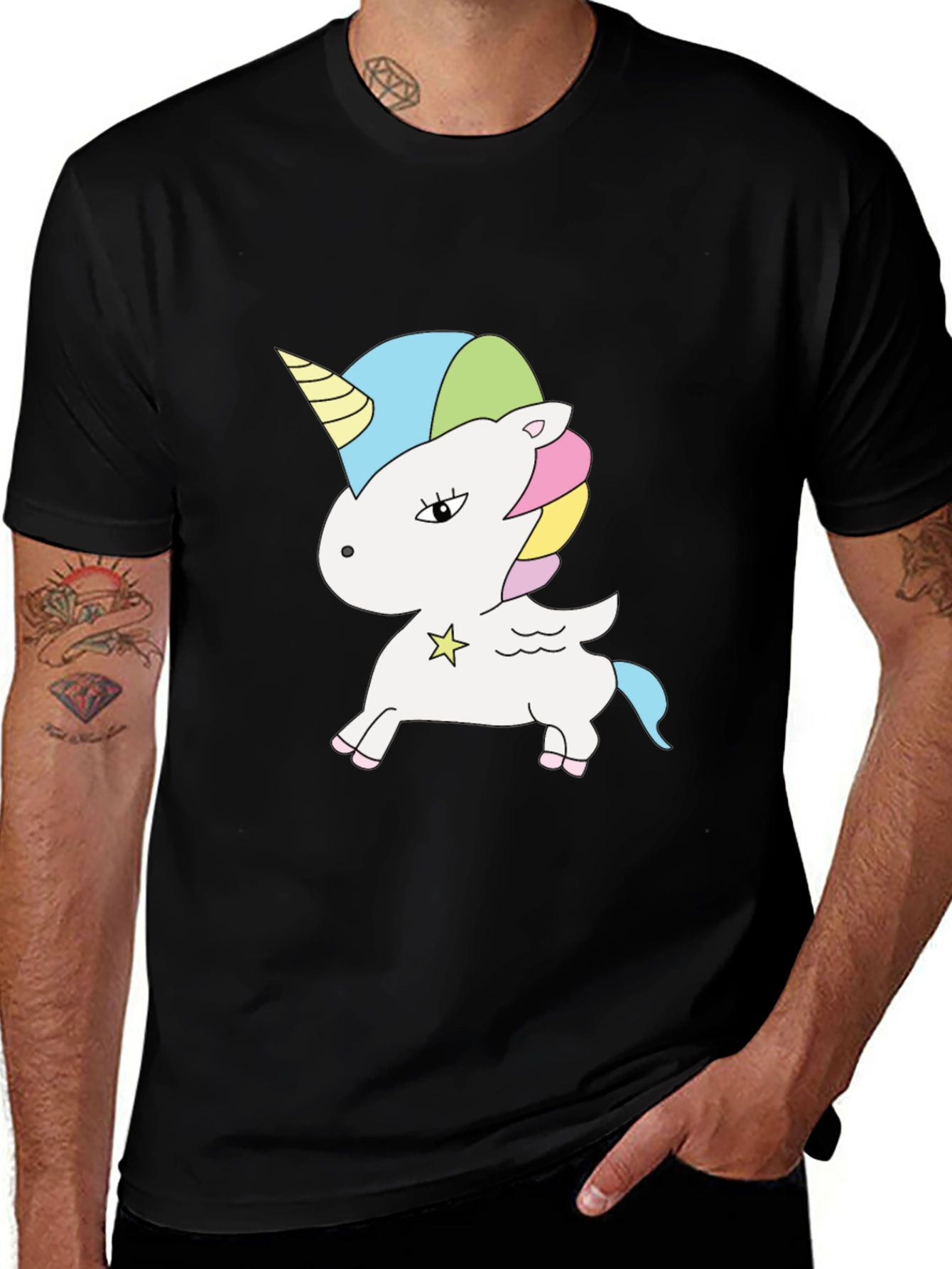 Variant 18 of Unicorn Graphic T-Shirt - Black Cotton Tee