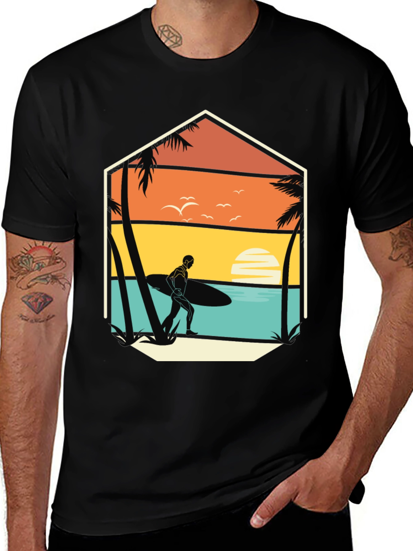 Variant 19 of Sunset Surfer Graphic Tee
