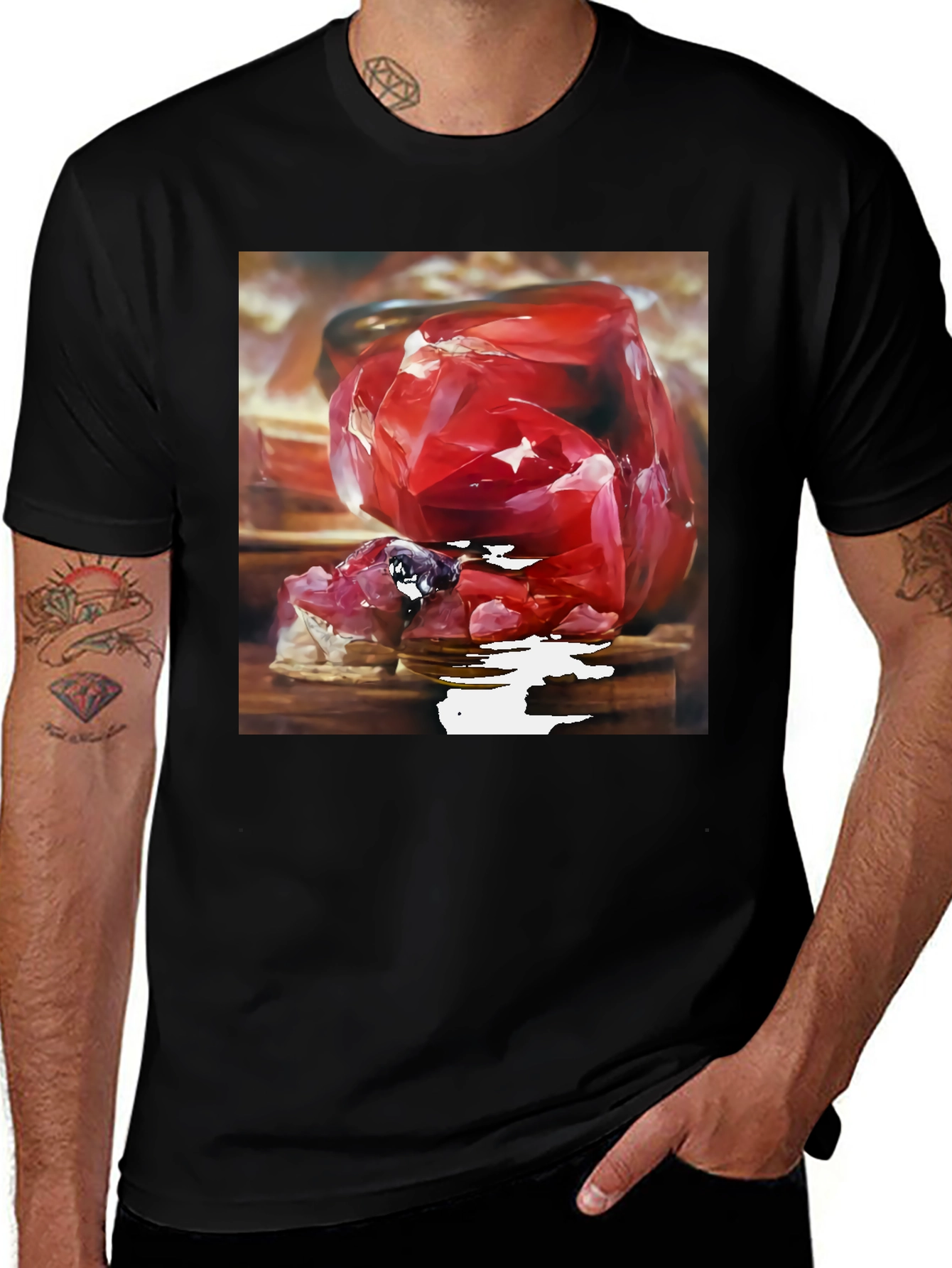 Black Ruby Gemstone Graphic Tee - Bold Statement Shirt main image