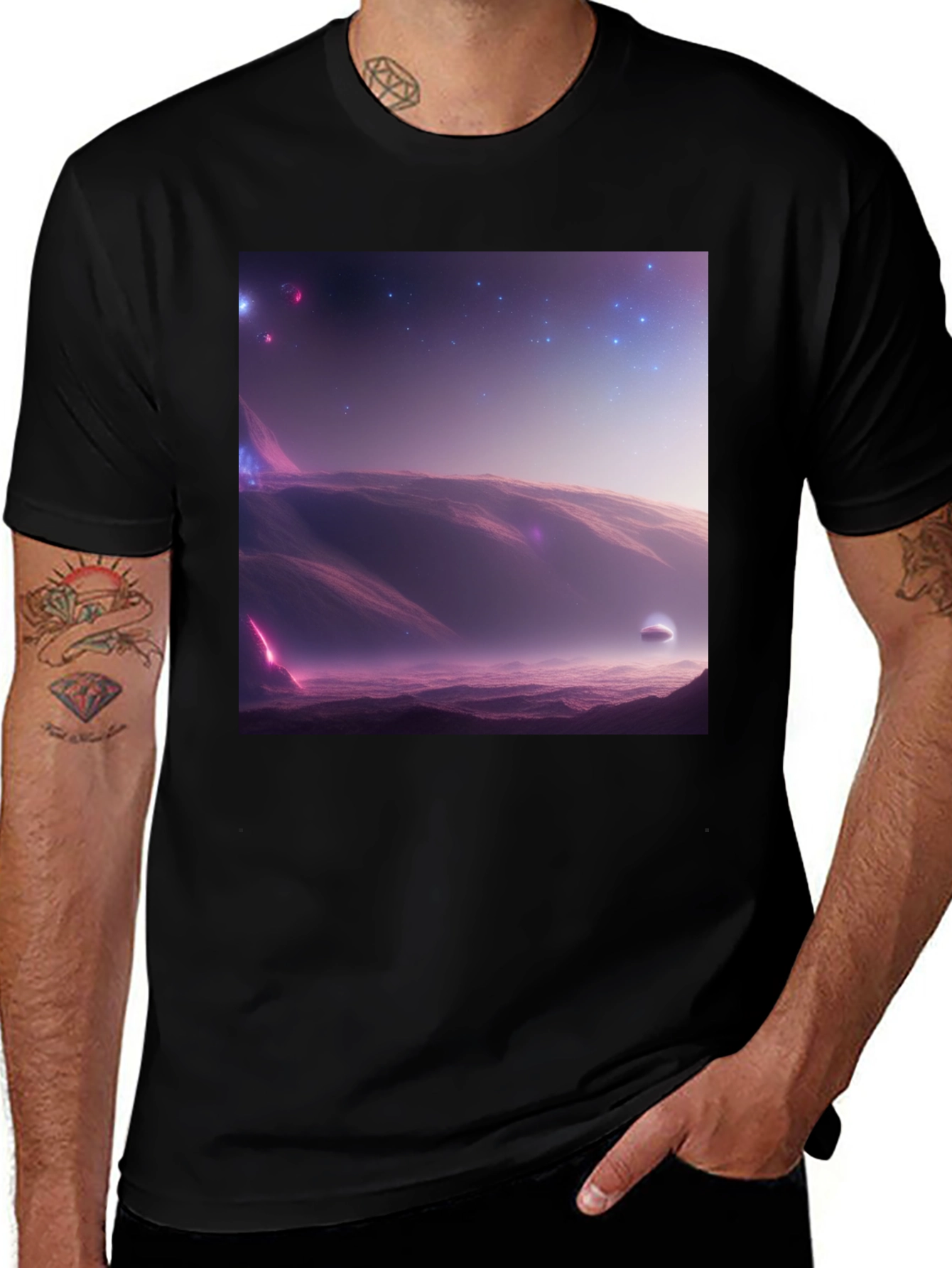 Variant 24 of Cosmic Landscape Graphic Tee - Black