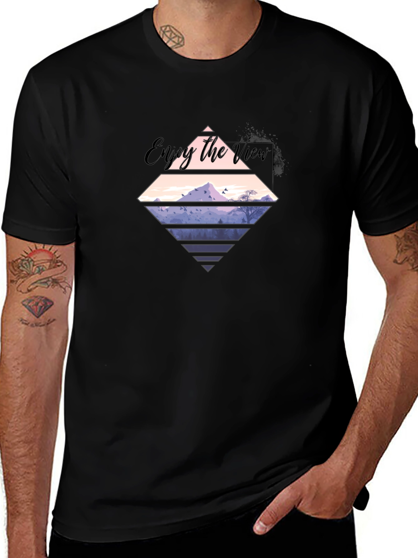 Variant 9 of Enjoy the View Graphic Tee - Men's Black T-Shirt