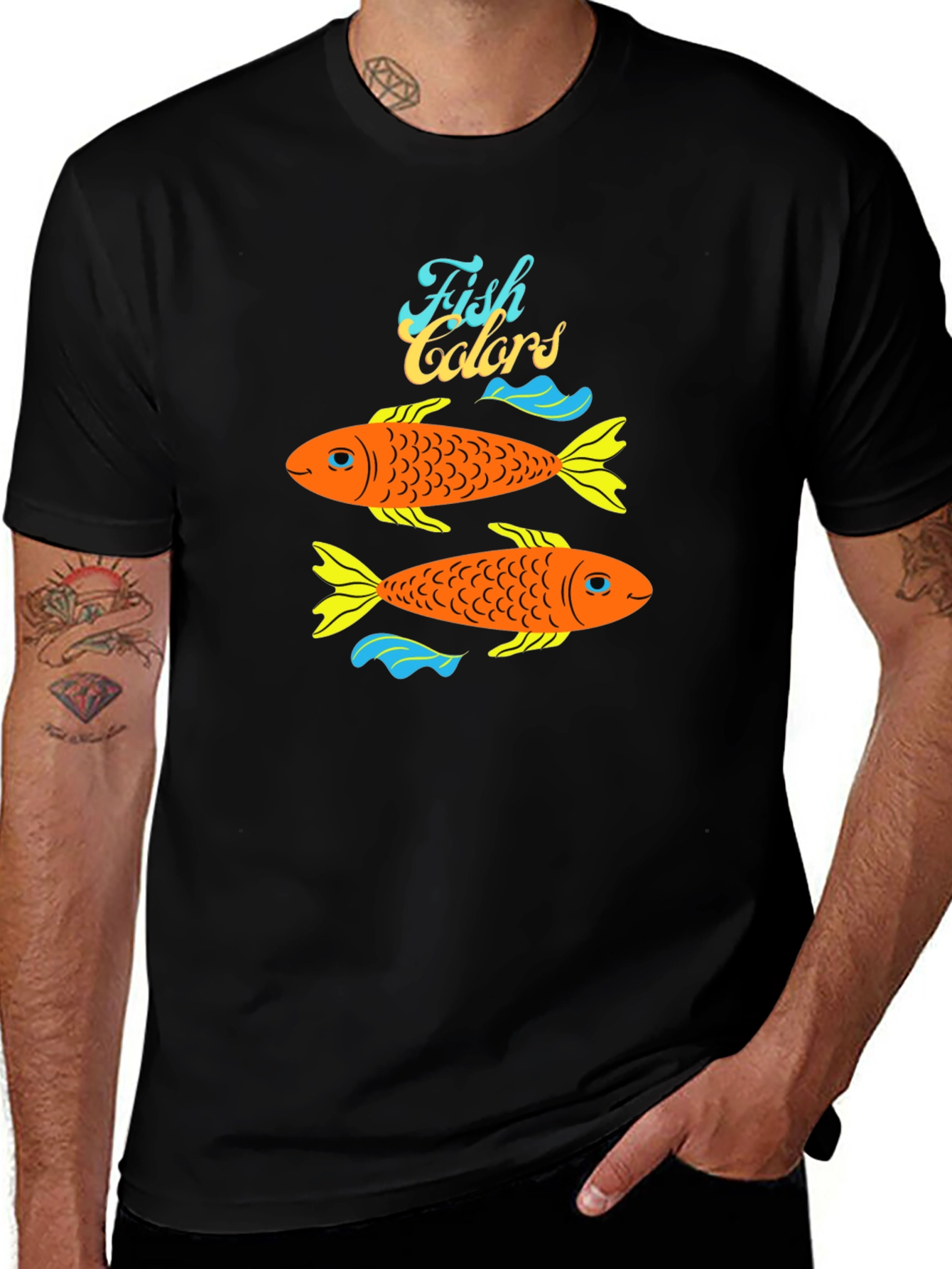 Variant 5 of Fish Colors Graphic T-Shirt - Fun and Unique Design