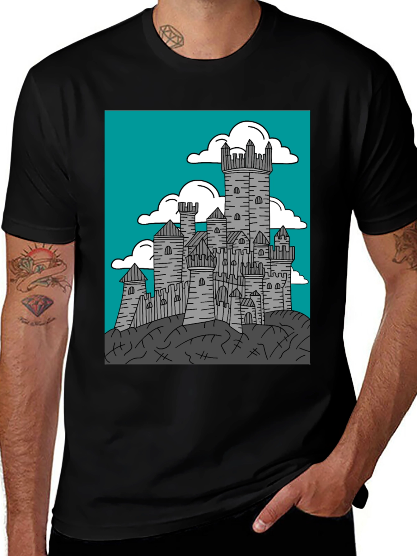 Variant 27 of Castle Graphic Tee - Medieval Fortress T-Shirt