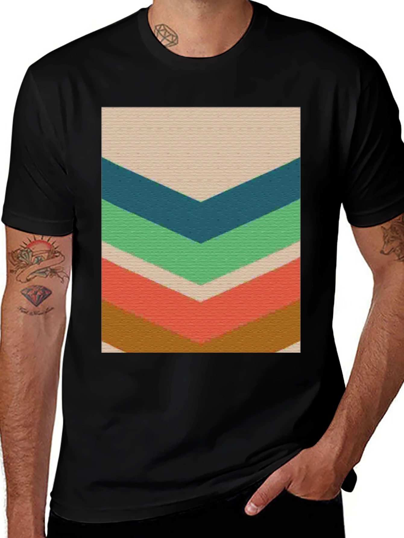 Variant 25 of Retro Chevron T-Shirt - Cool Geometric Design Tee