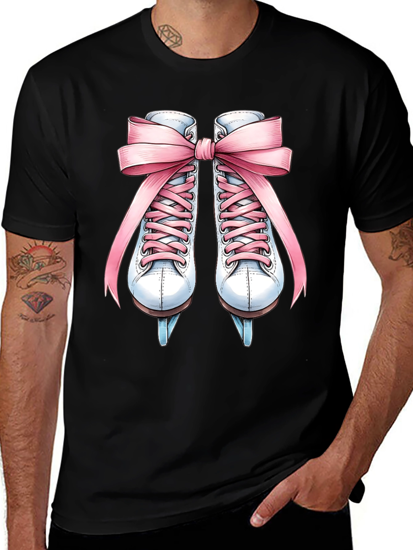 Variant 26 of Ice Skates with Pink Ribbon T-Shirt