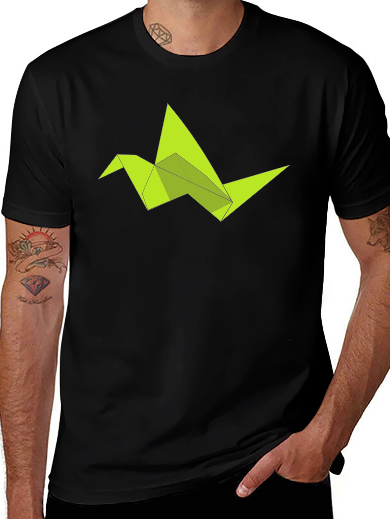 Origami Bird Graphic Tee - Modern Art Style