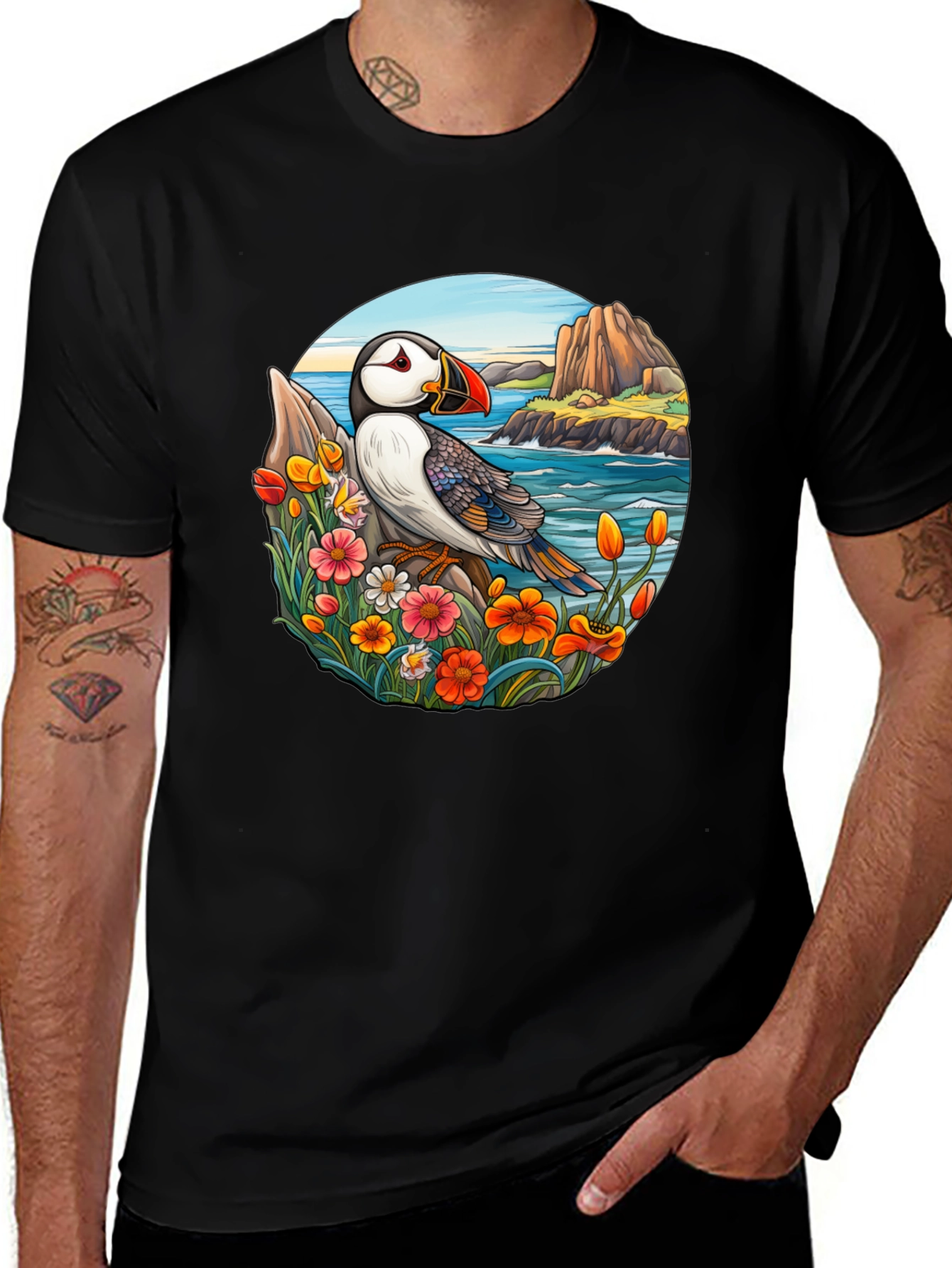 Variant 22 of Puffin Paradise Tee - Coastal Bird Graphic T-Shirt