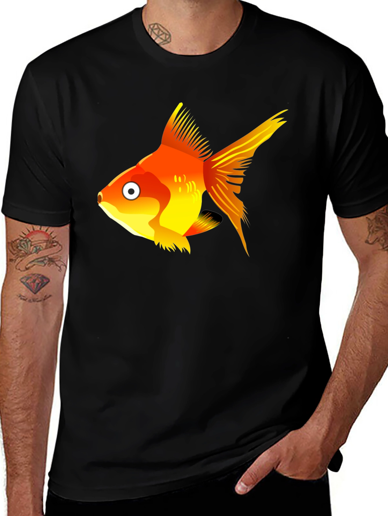 Variant 20 of Goldfish Graphic Tee - Black Cotton T-Shirt